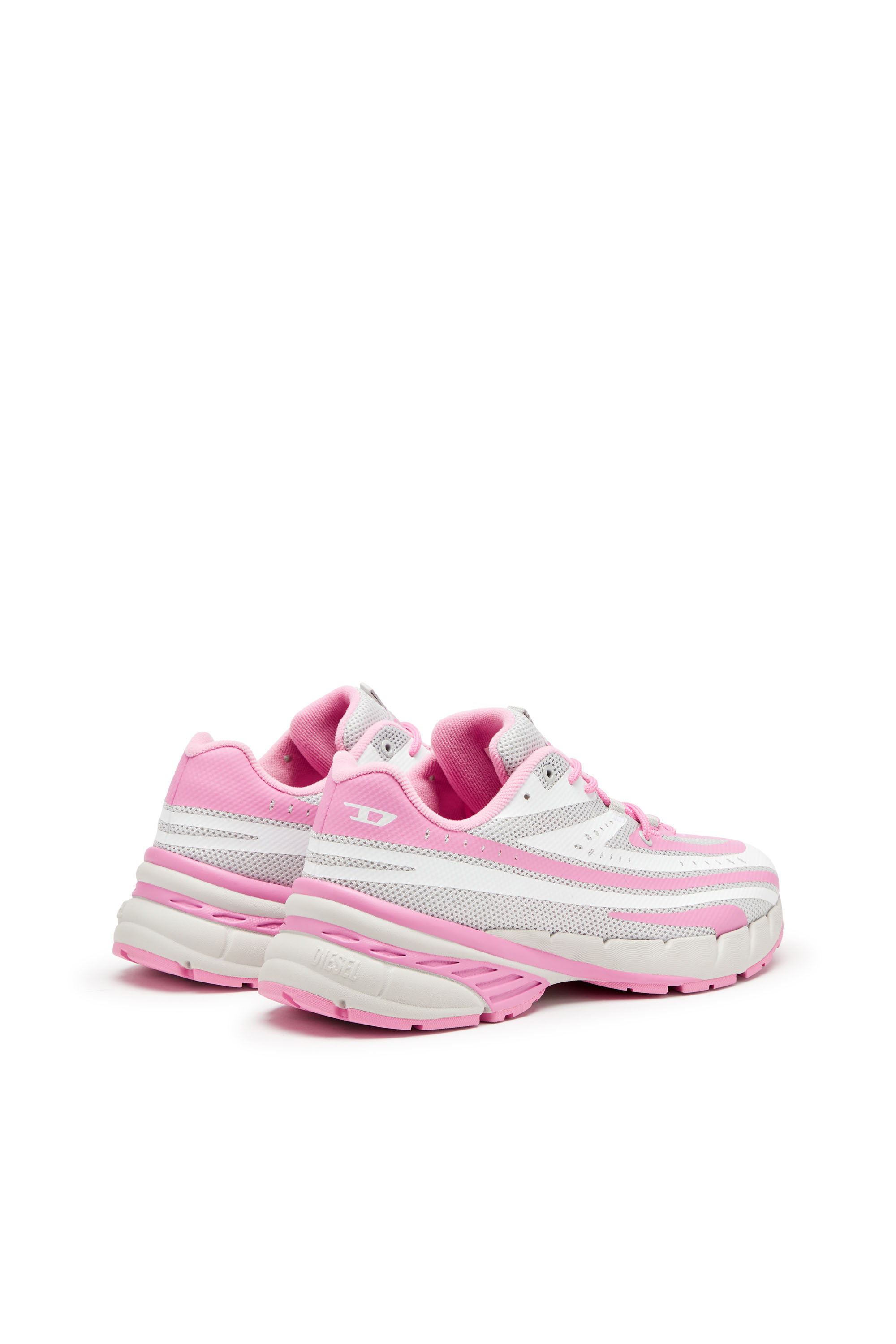 Diesel - D-AIRSPEED LOW W, Damen D-Airspeed Low-Gestreifte Sneakers aus beschichtetem Mesh in Rosa/Weiss - 4