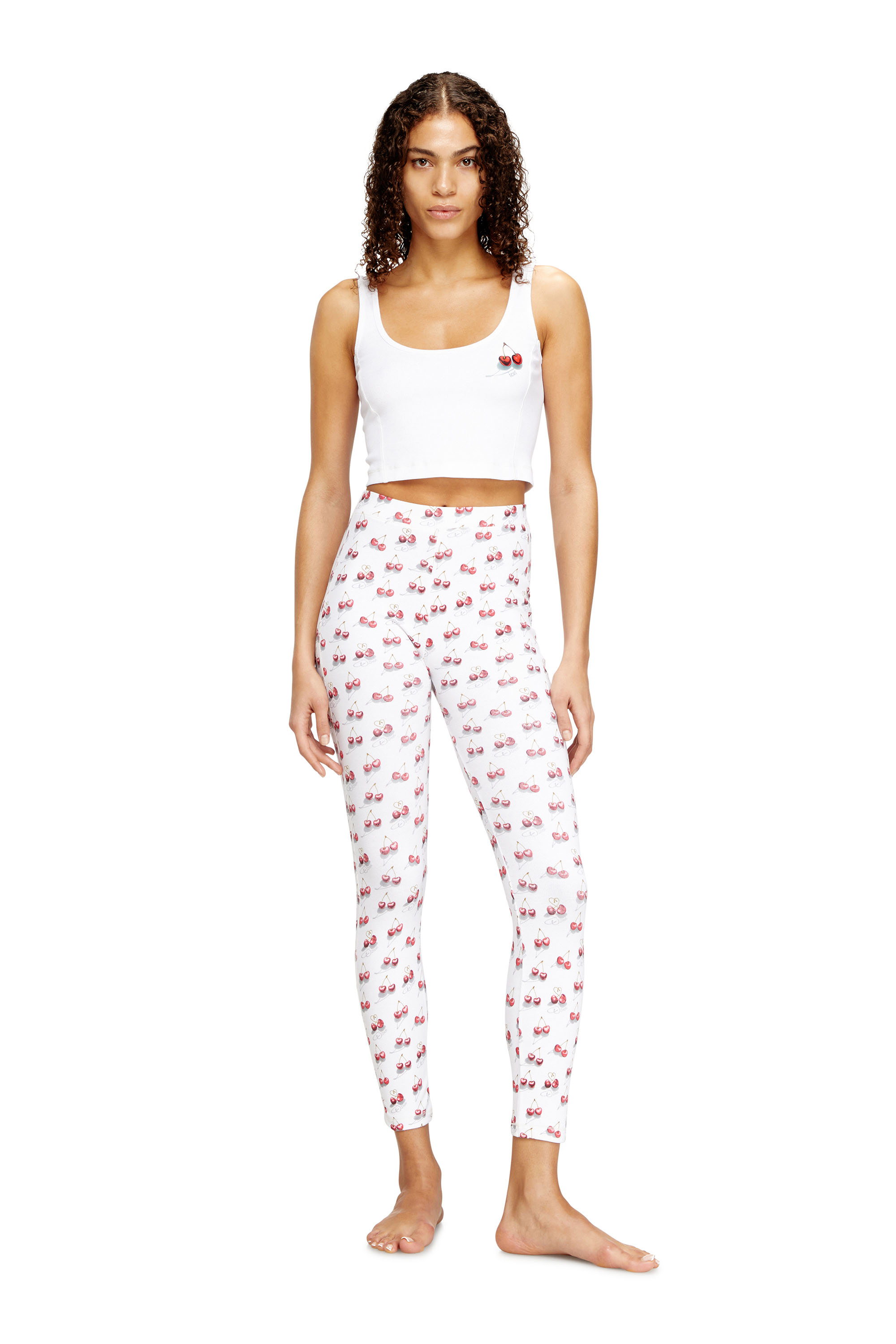 Diesel - SET-ABIGAIL-GFT, Damen Pyjama-Set aus Stretch-Baumwolle mit Kirsch-Print in Weiß/Rot - 1