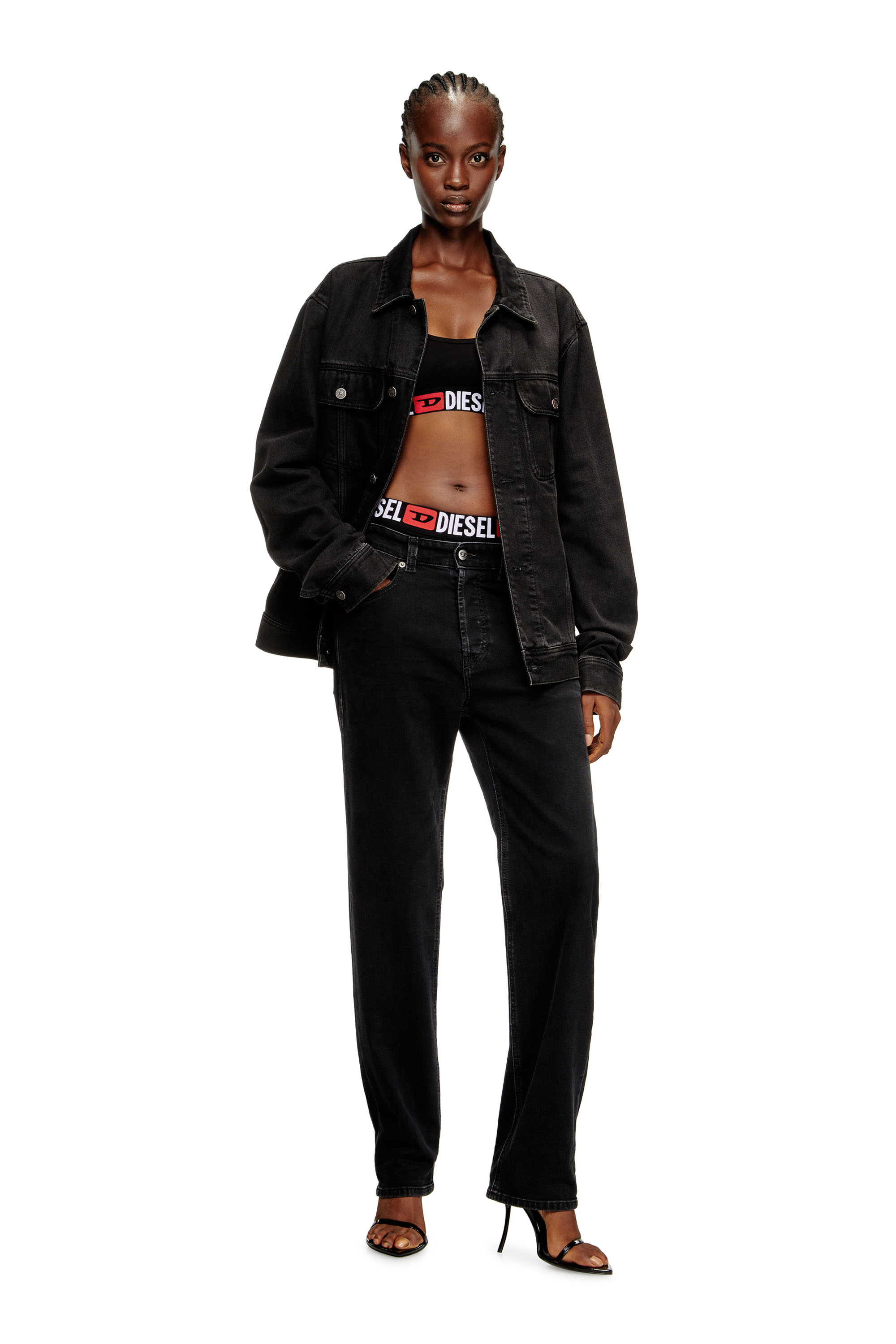 Diesel - UFSB-ORIBA, Damen Bralette mit Logoband in Schwarz - 4