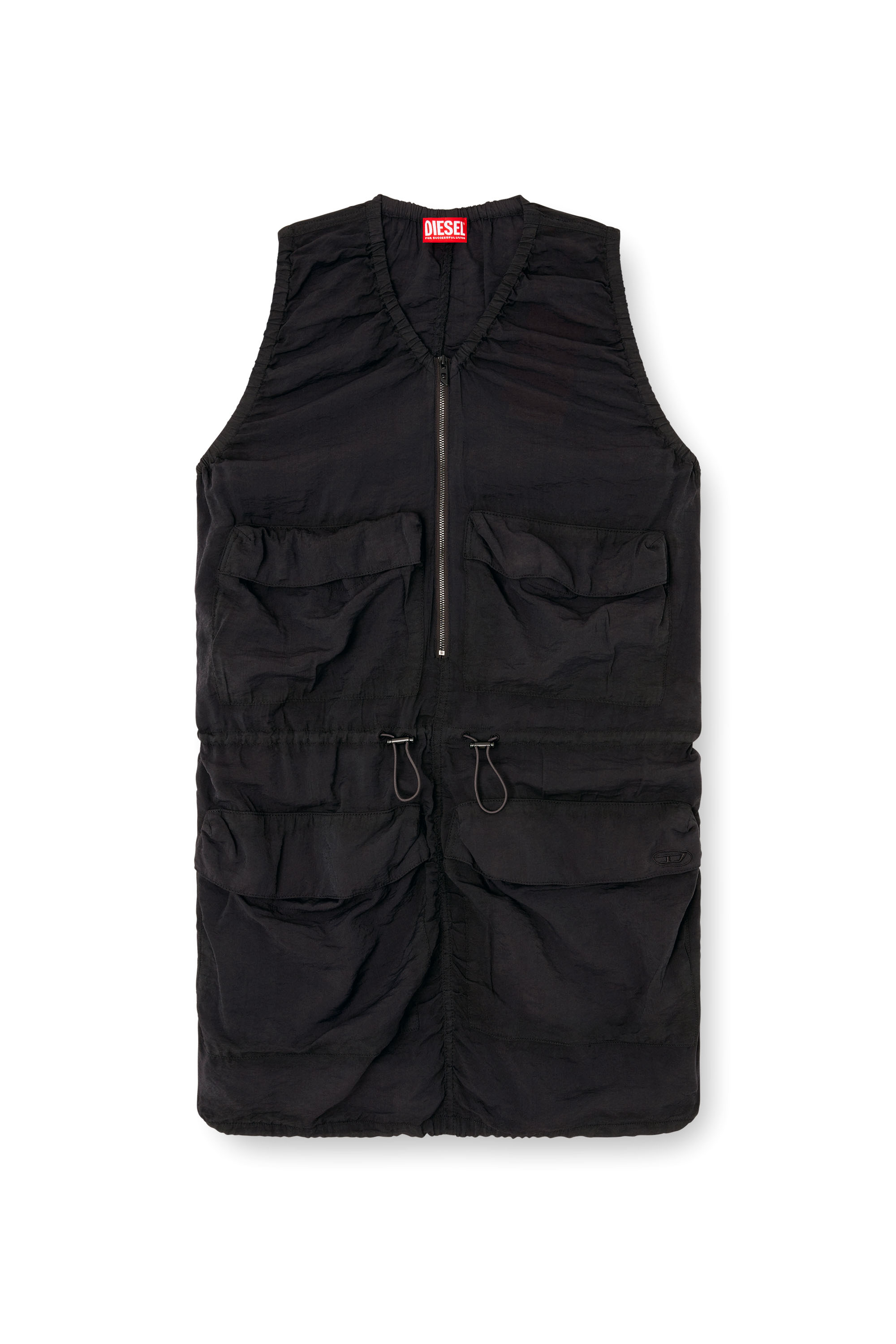 Diesel - D-RESDEN, Damen Cargokleid aus behandeltem Viskose-Nylon in Dunkelgrau - 3