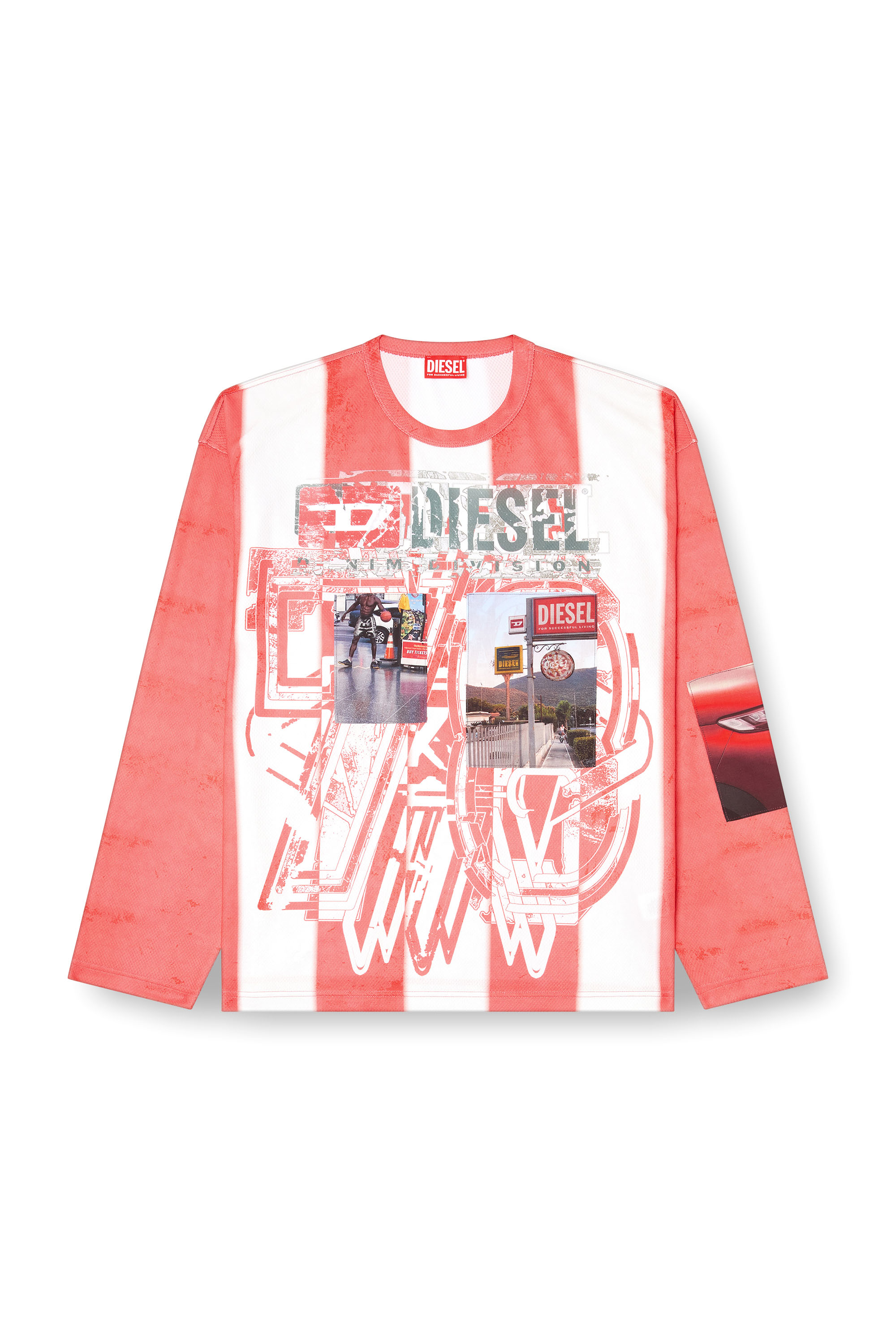 Diesel - T-RUBY, Herren Gestreifte Langarm-T-Shirt mit Foto-Patches in null - 3