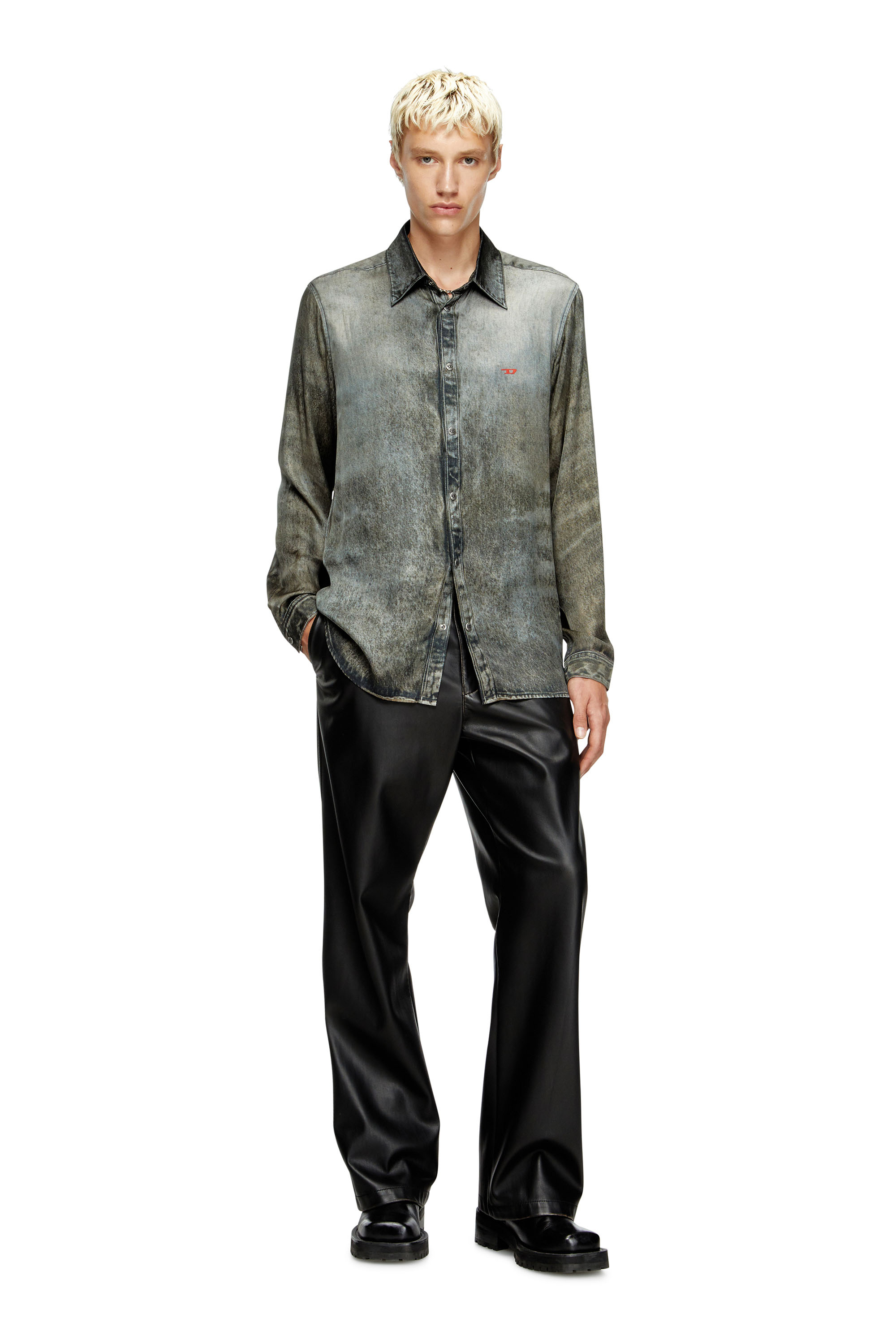 Diesel - S-SIMPLY-LKCT, Herren Hemd aus Viskose im Denim-Look in Schwarz - 2