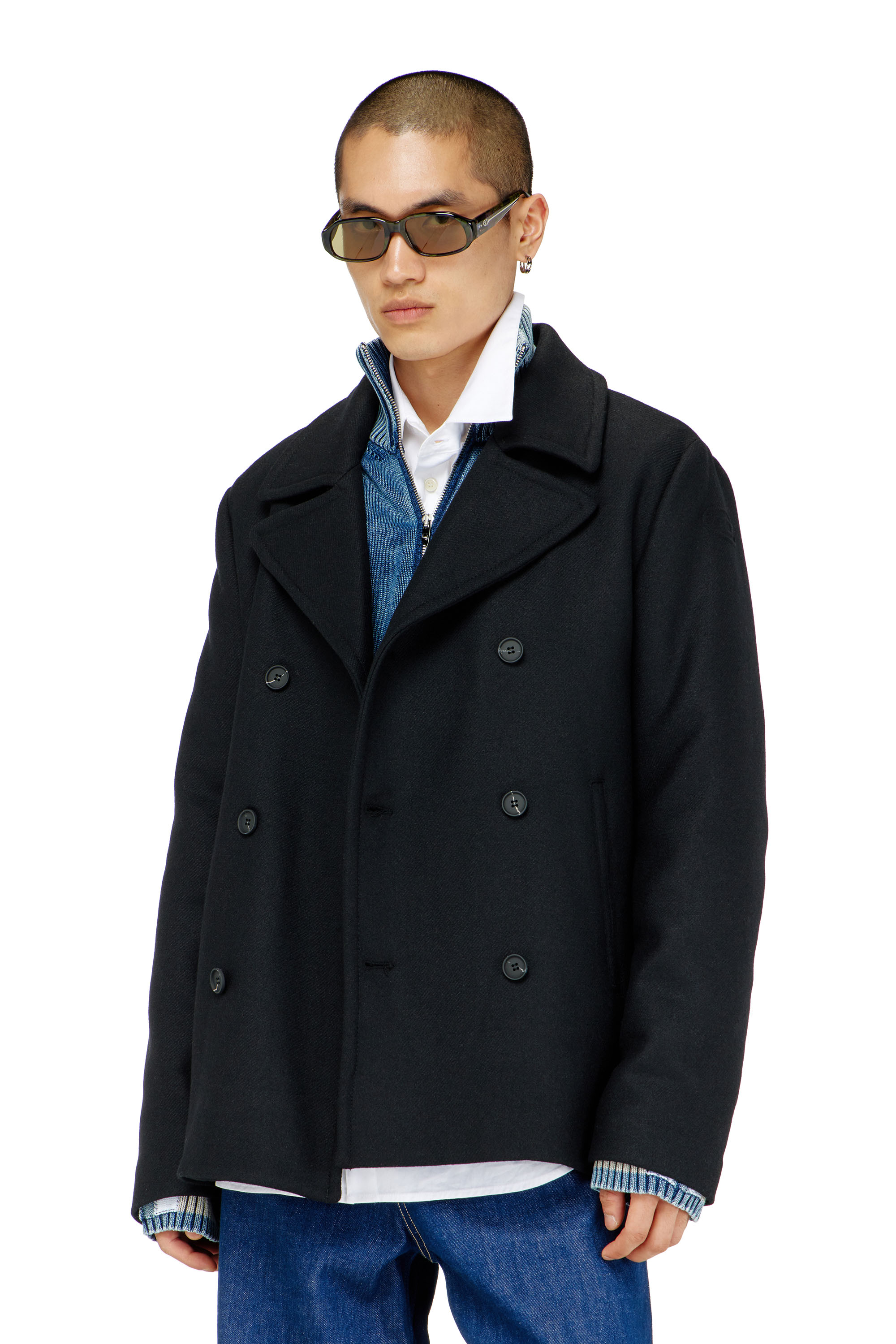 Diesel - W-HALEY-WRD, Herren Cabanjacke aus gefilztem Wollgemisch in Schwarz - 1