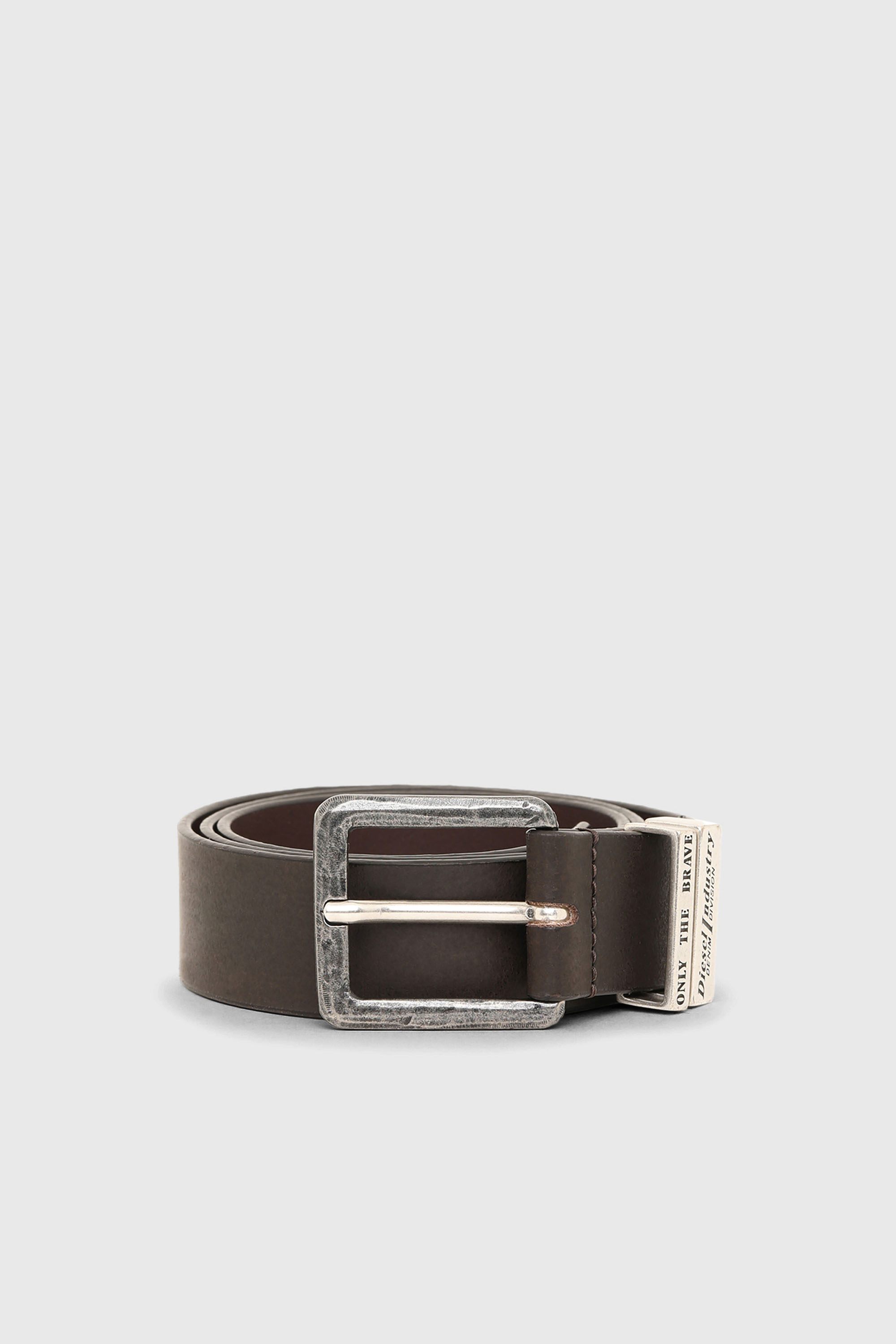 Diesel - B-GUARANTEE-A, Herren 3.4cm Lederg&uuml;rtel mit br&uuml;nierten Metallelementen in Braun - 1