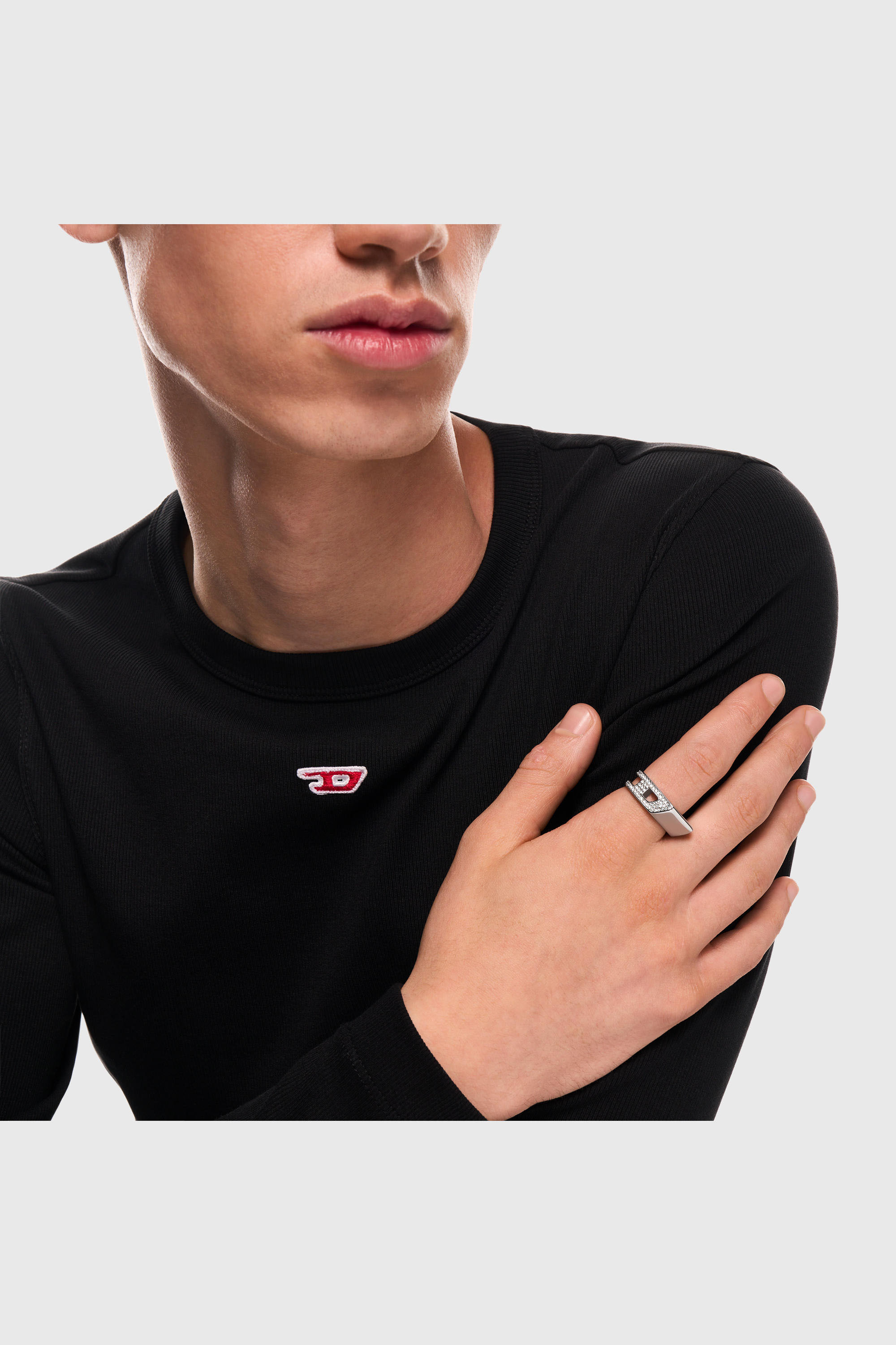 Diesel - DX1740040, Unisex Bandring aus Edelstahl mit Pav&eacute;-Besatz in Silber - 5