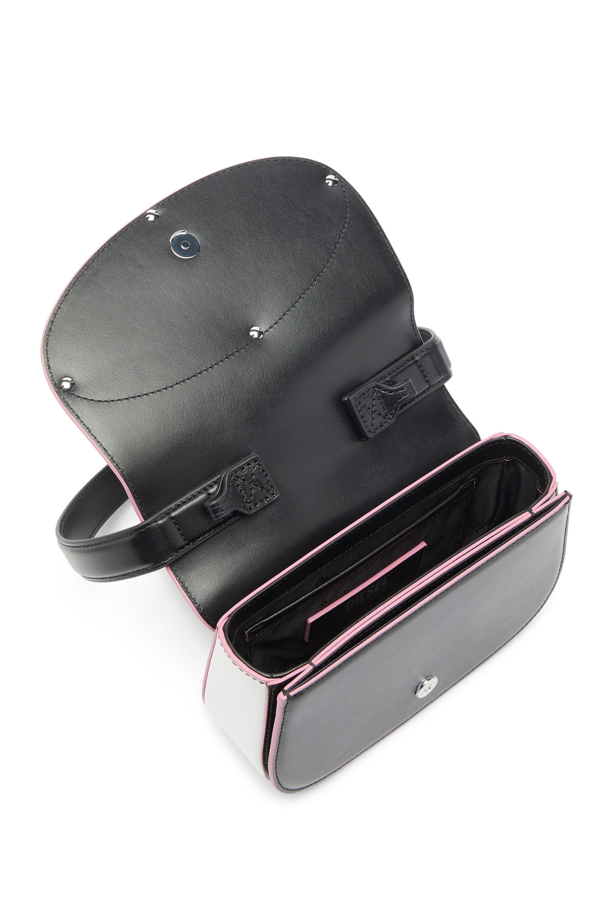 Diesel - 1DR, Woman's 1DR - Iconic shoulder bag in nappa leather in Black/Pink - 3