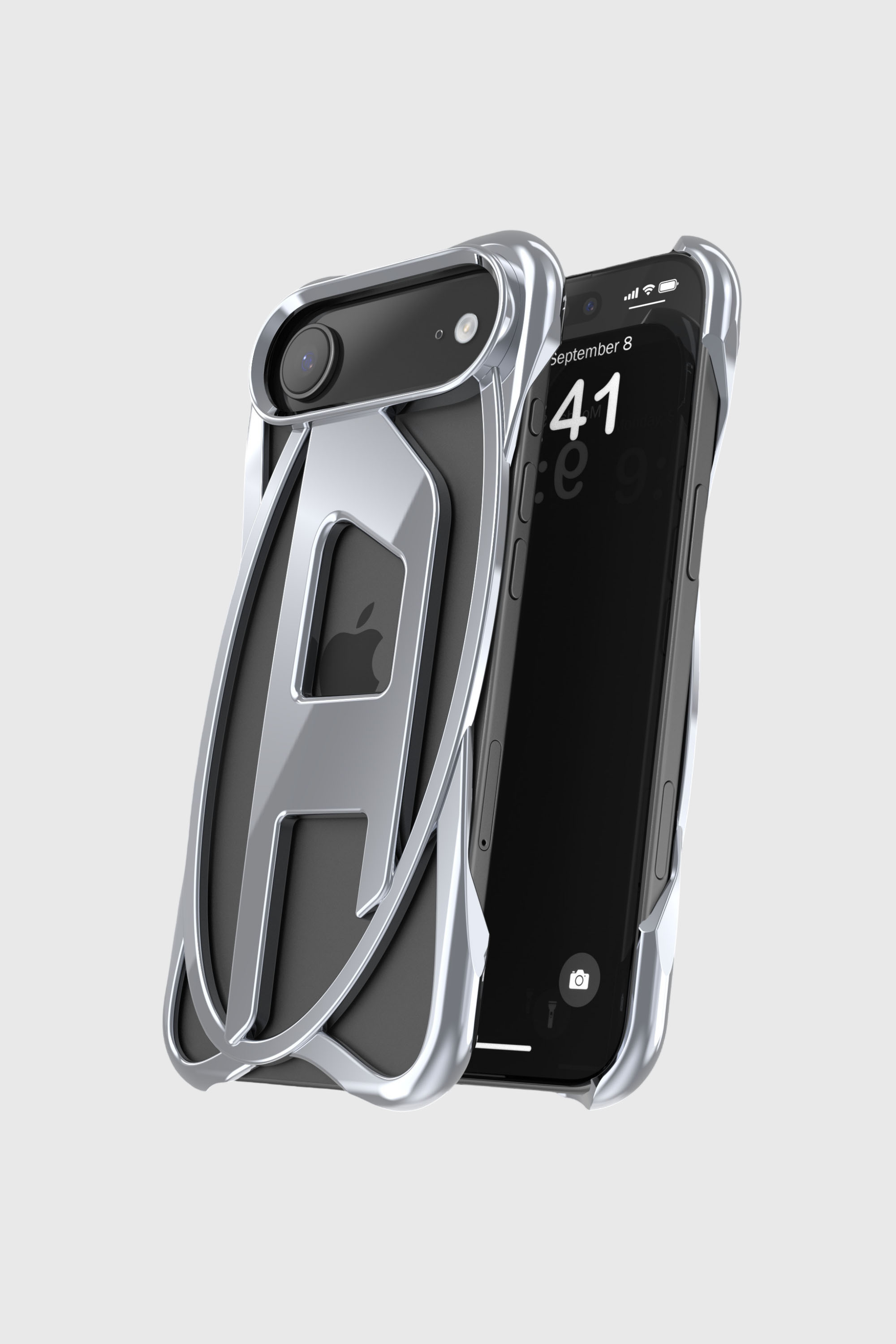 Diesel - 60444 D FRAME CASE, Unisex Caged D Gl&auml;nzende H&uuml;lle f&uuml;r iPhone 17 Air in Dunkelgrau - 5