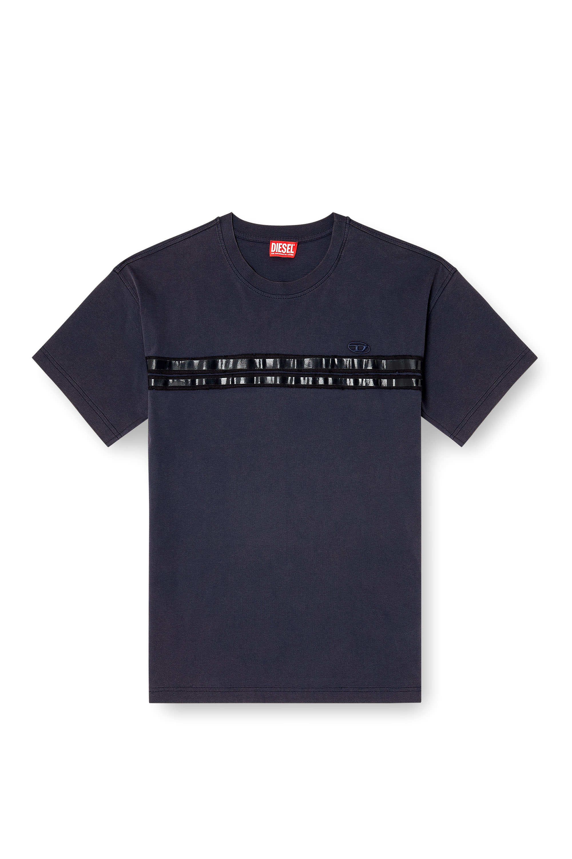 Diesel - T-REDDY, Man's Regular cotton T-shirt with framis bands in Dark Blue - 2