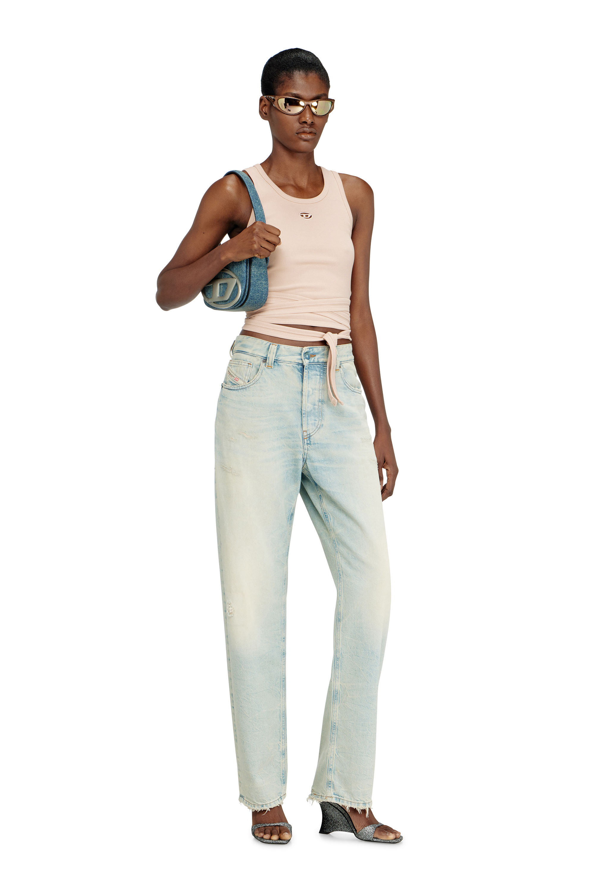 Diesel - 1DR, Damen 1DR-Ikonische Schultertasche aus solarisiertem Denim in Blau - 6