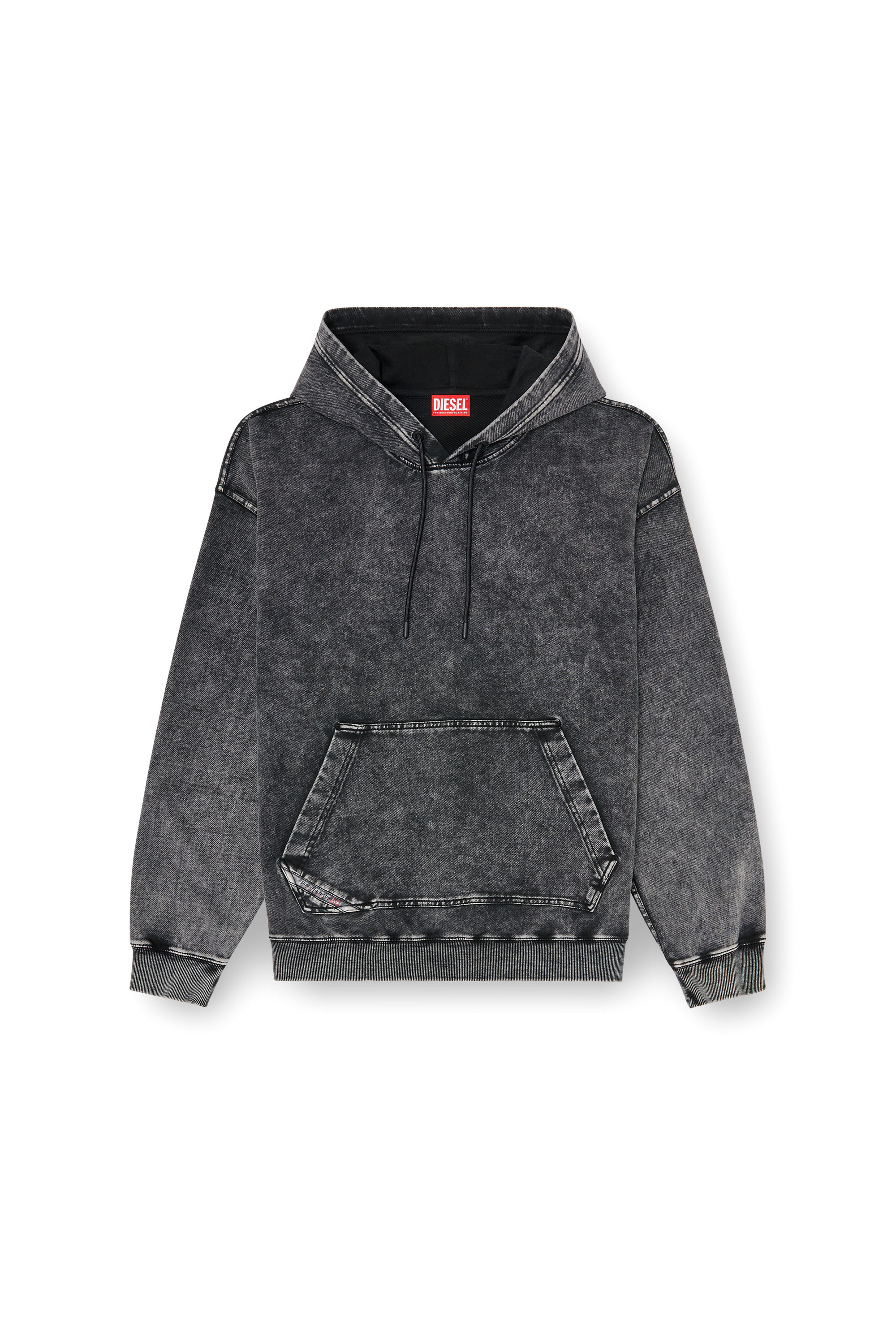 Diesel - S-BOXT-HOOD-TUK, Herren Sweatshirt mit Denim-Effekt-Behandlung in Dunkelgrau - 3