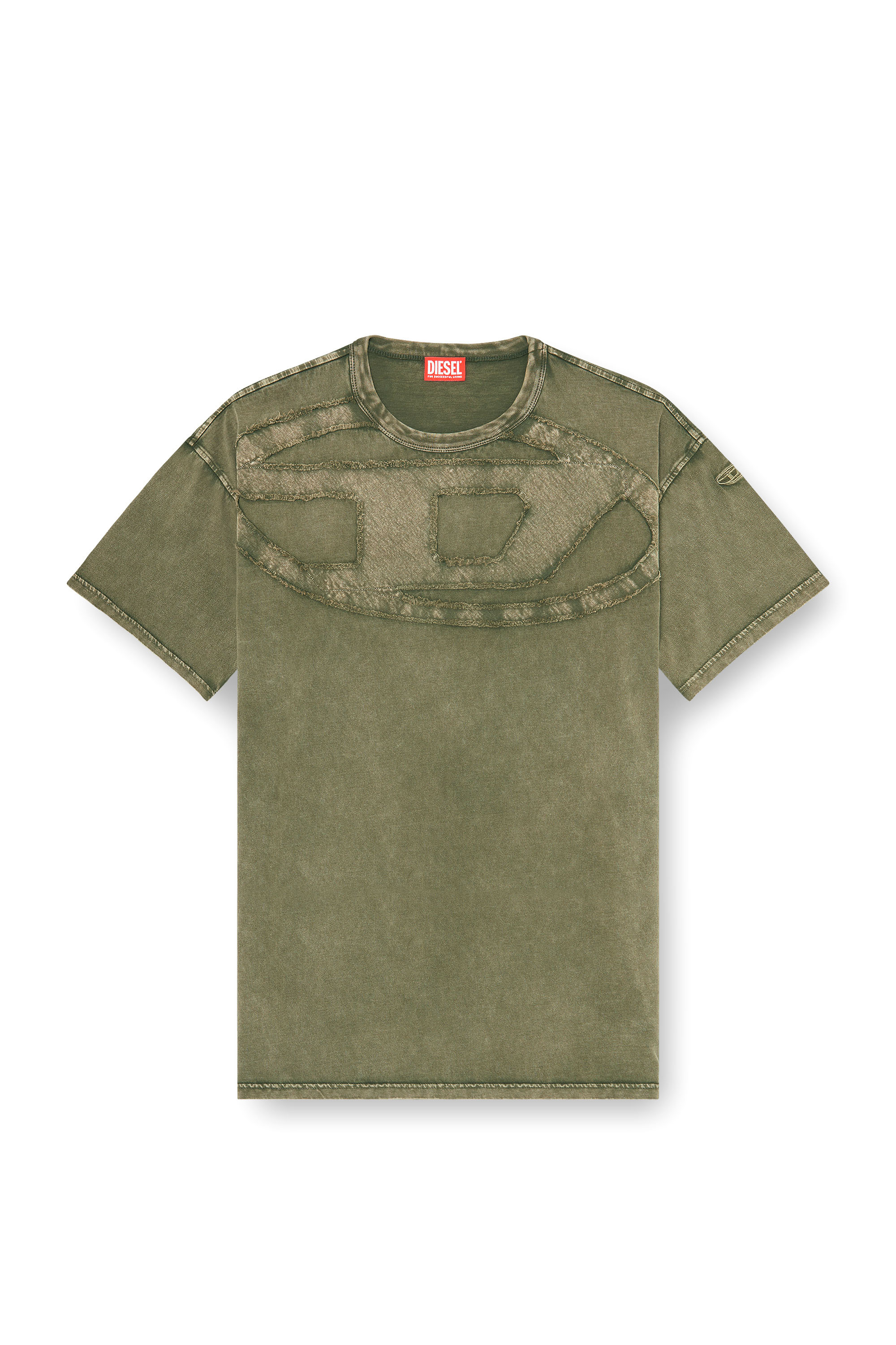 Diesel - T-BOXT-DEN, Herren Lockeres Baumwoll-T-Shirt mit Oval-D-Applikation in Armeegr&uuml;n - 3