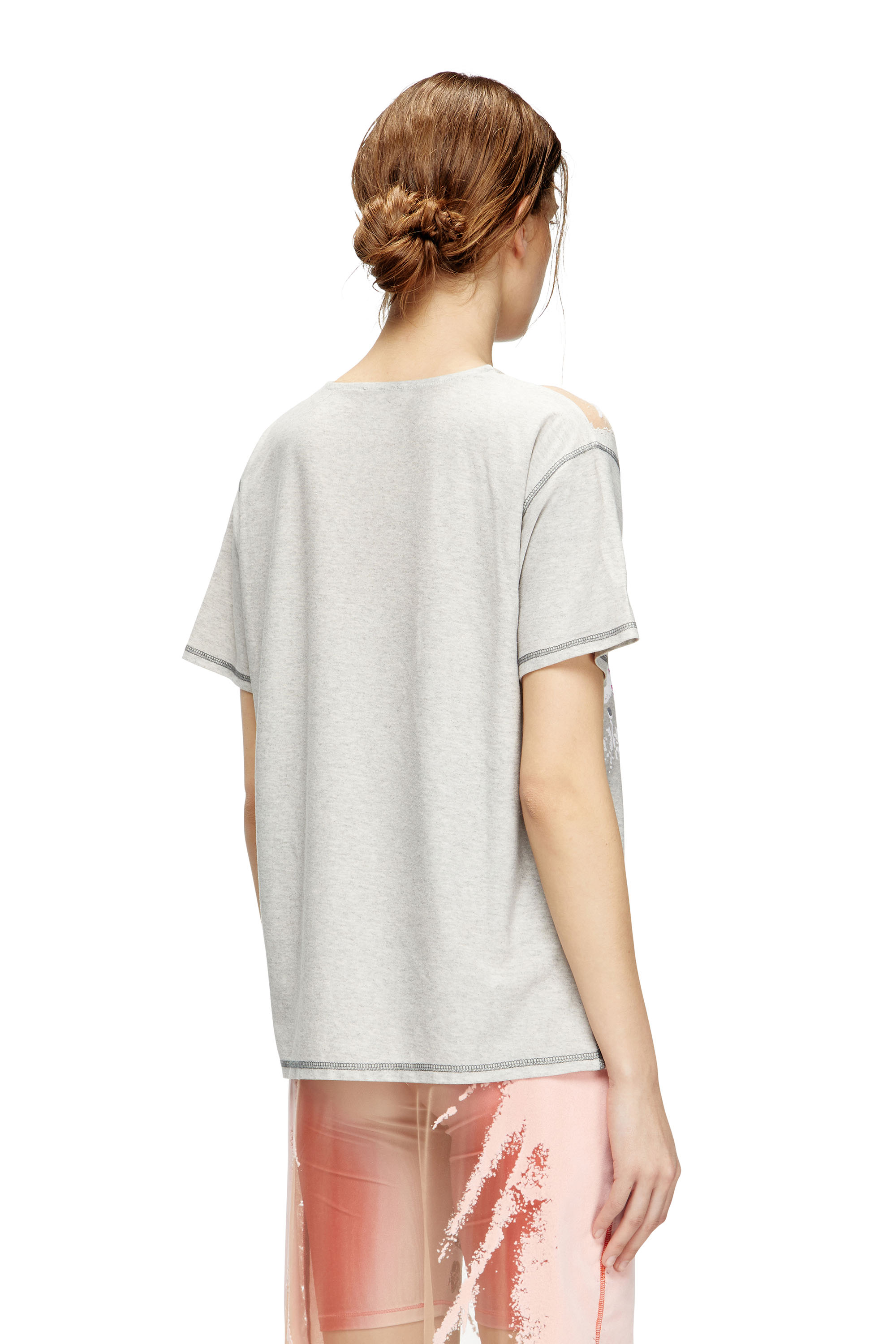 Diesel - T-NORMAC, Damen T-Shirt mit Rundhalsausschnitt und Text-Print in Grau - 4