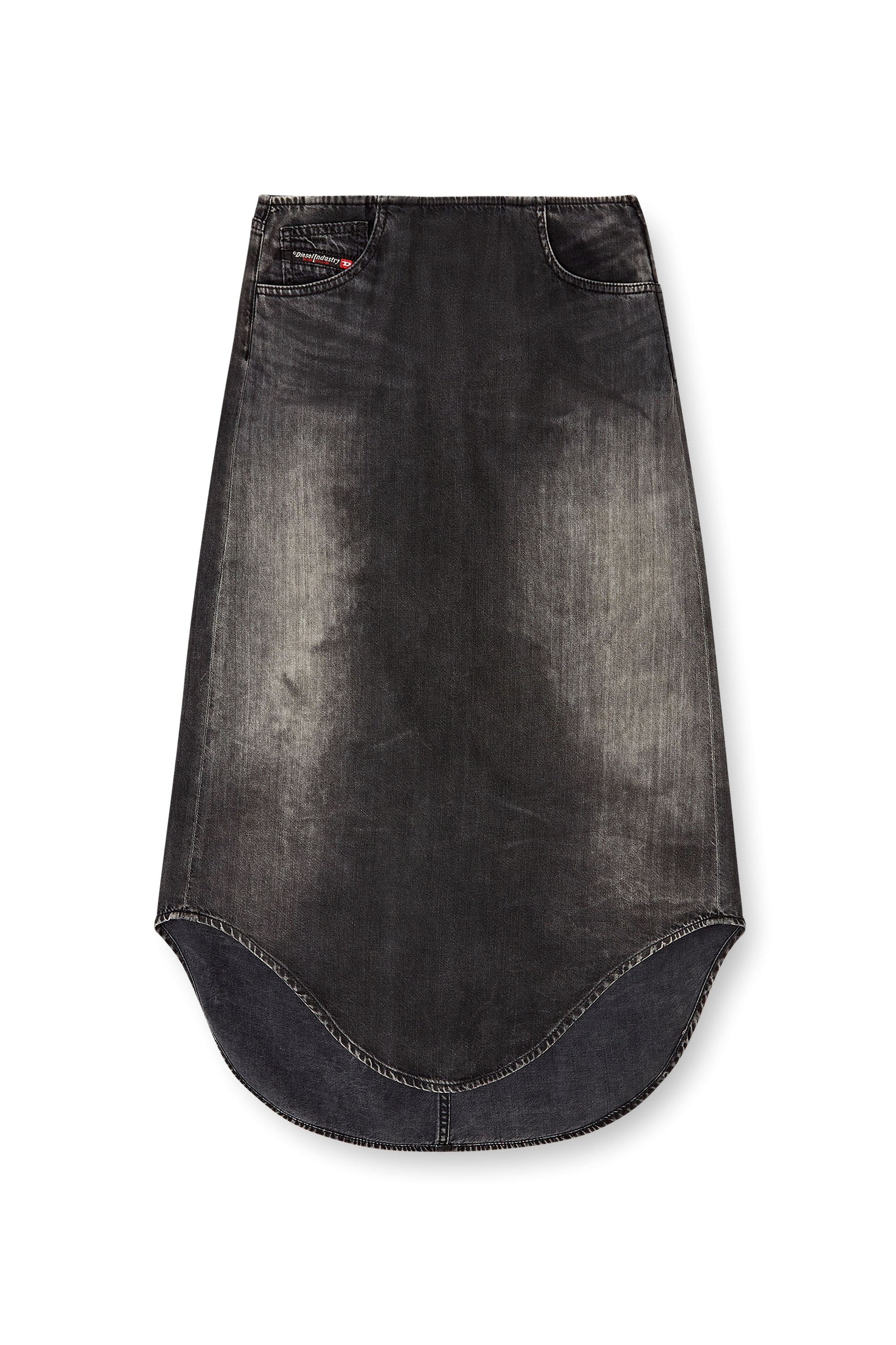 Diesel - DE-PLUMY-S, Damen Midirock aus Denim mit Shadow-Effekt in Schwarz - 3