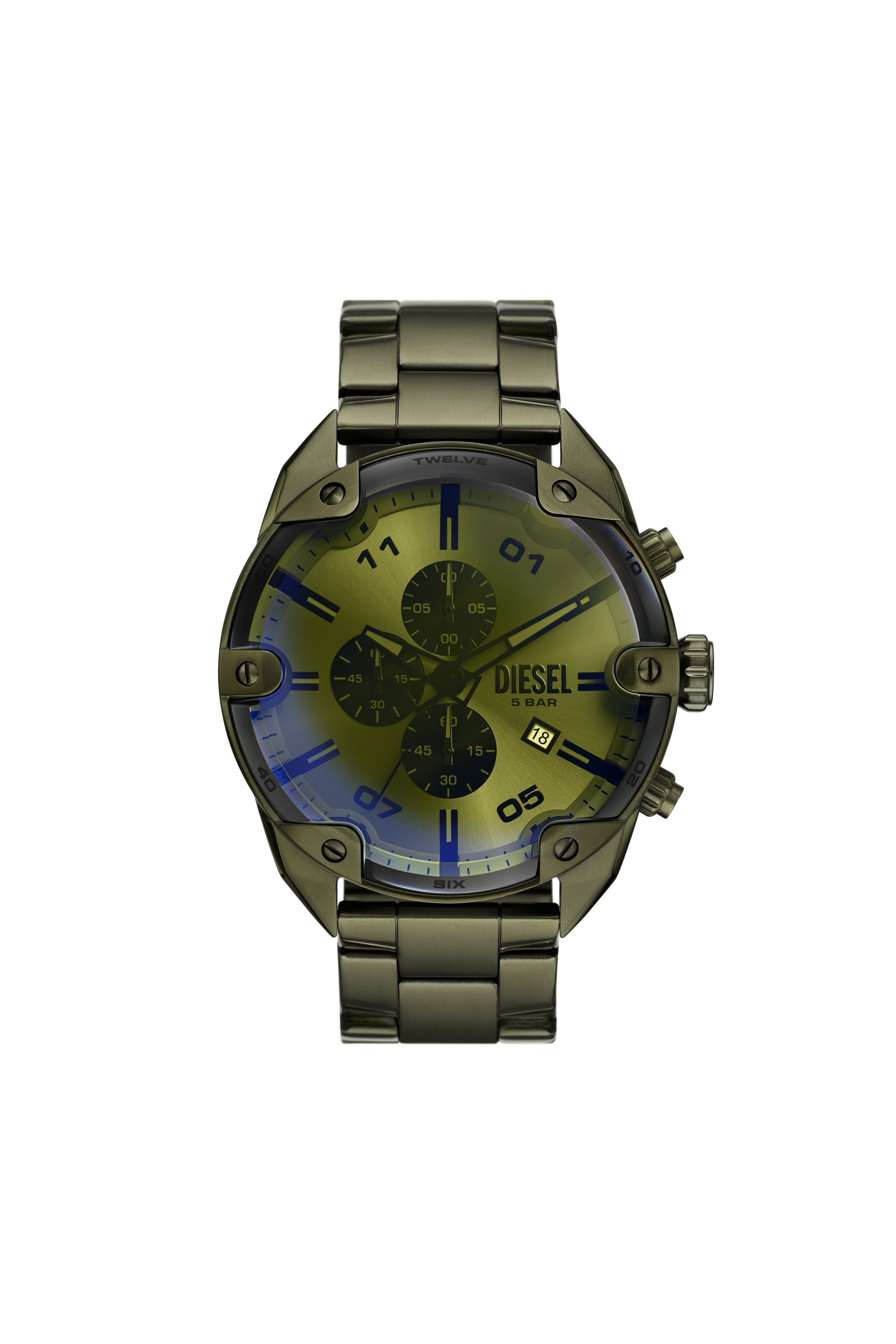 Diesel - DZ4670 WATCH, Man's Spiked Green Stainless Steel Watch in Green - 1