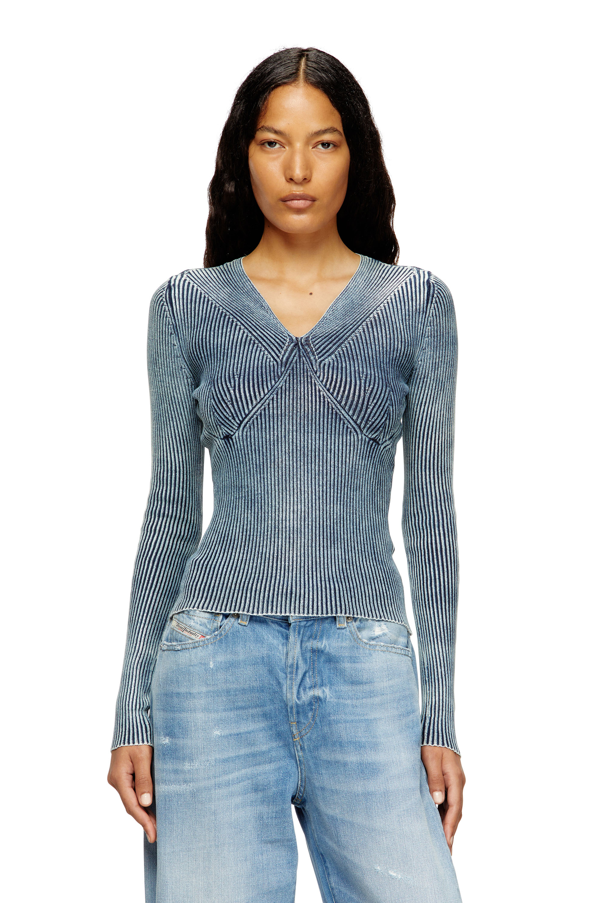 Diesel - M-MILMO, Damen Pullover aus Denim mit Glanzeffekt in Blau - 3