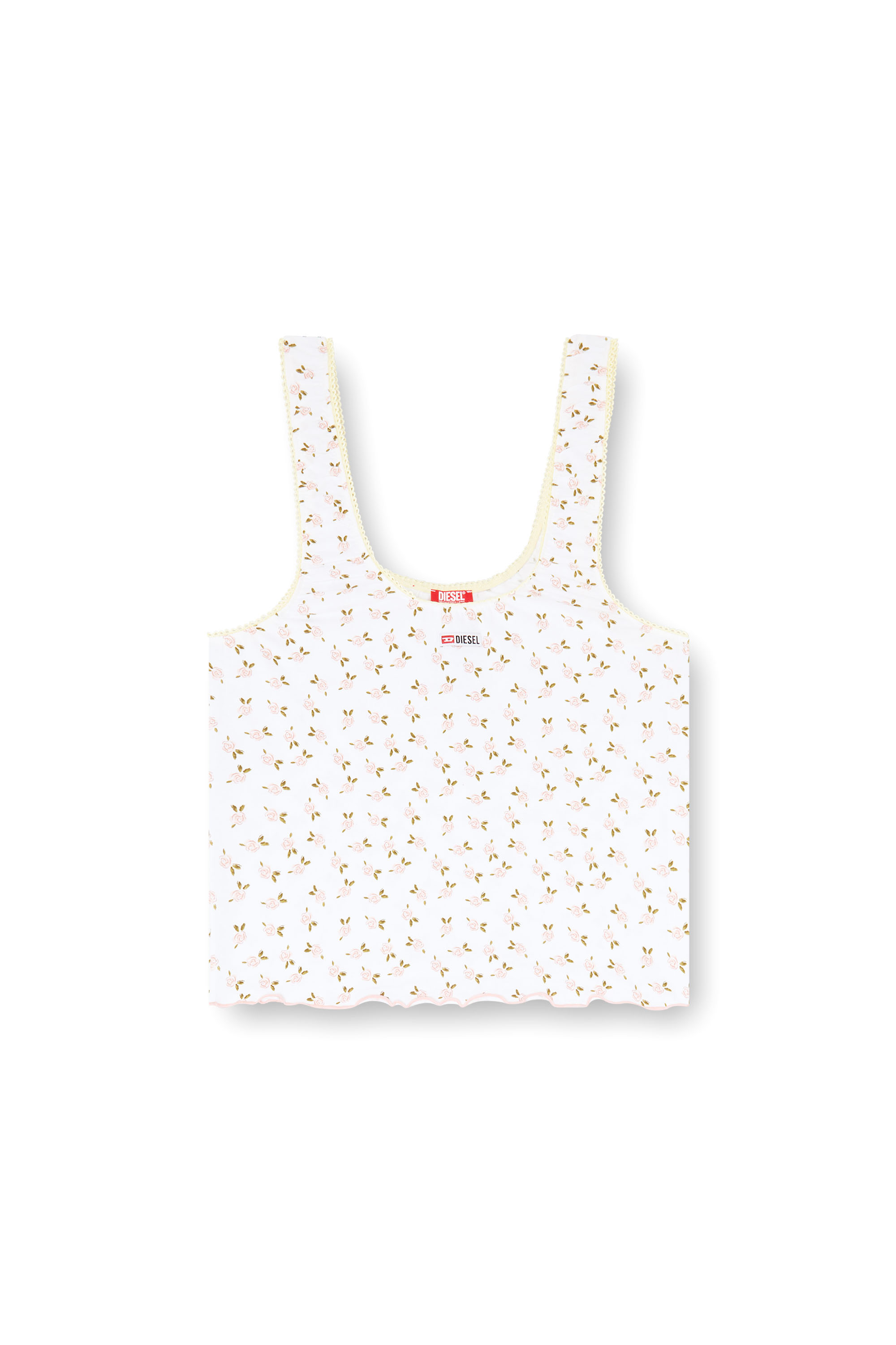 Diesel - GEORGIE-D-CORE, Damen Stretch-Baumwolltop mit Blumenprint in Wei&szlig; - 2
