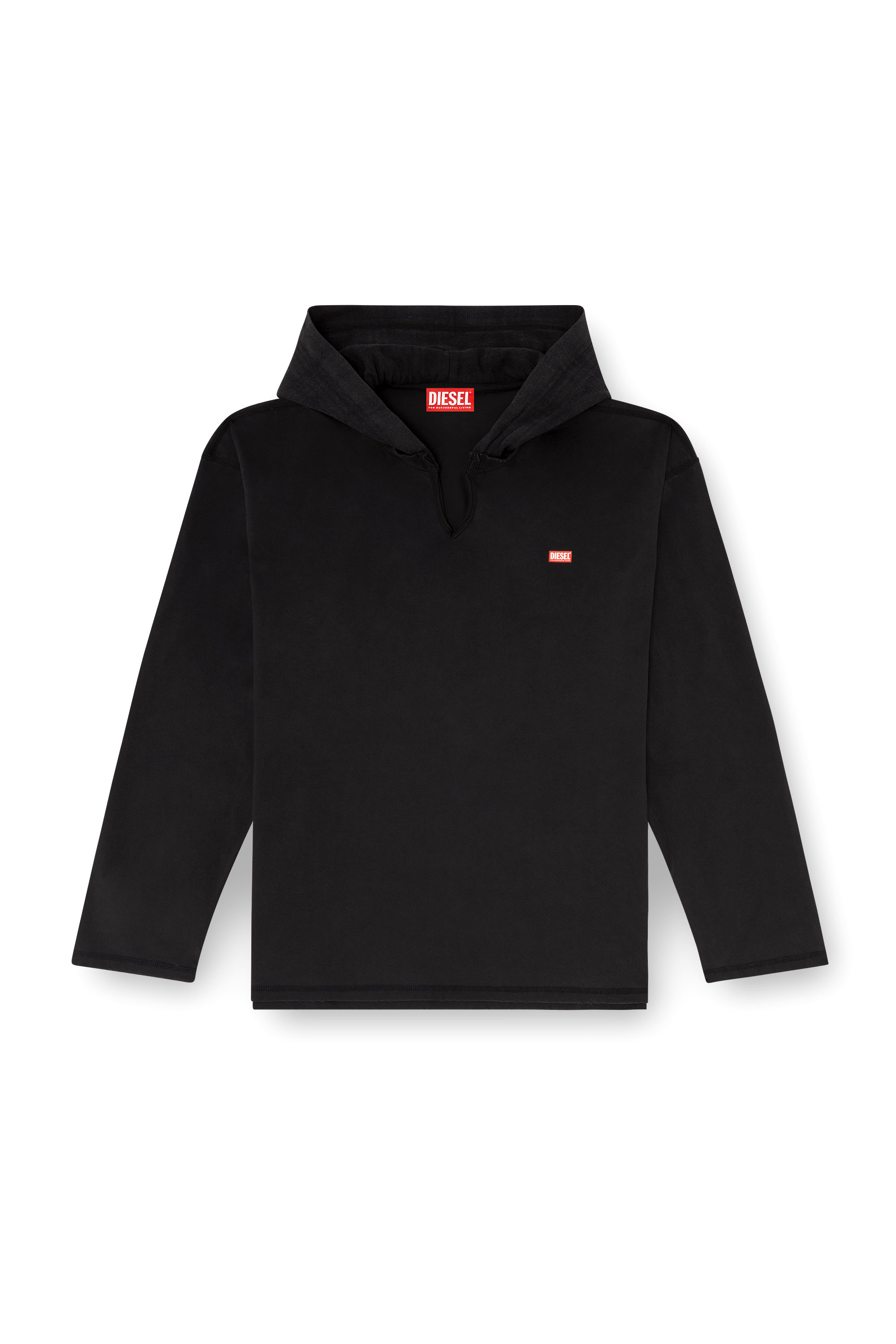 Diesel - T-BOXT-LS-HOOD-CHECK, Herren Langarm-T-Shirt mit Flanell-Kapuze in null - 2