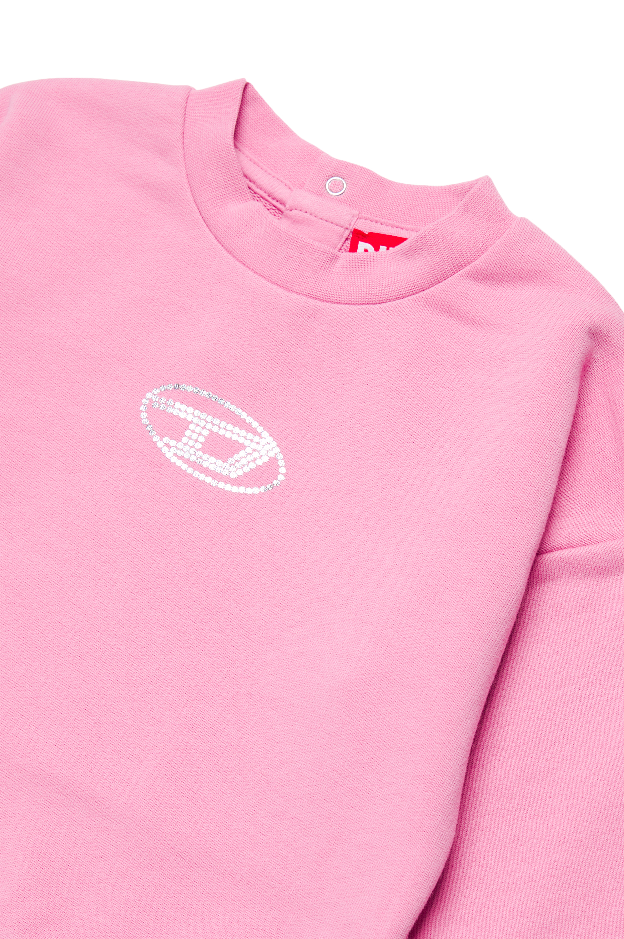 Diesel - STILTYB, Damen Sweatshirt mit Oval D-Logo aus Kristallsteinen in Rosa - Image 3