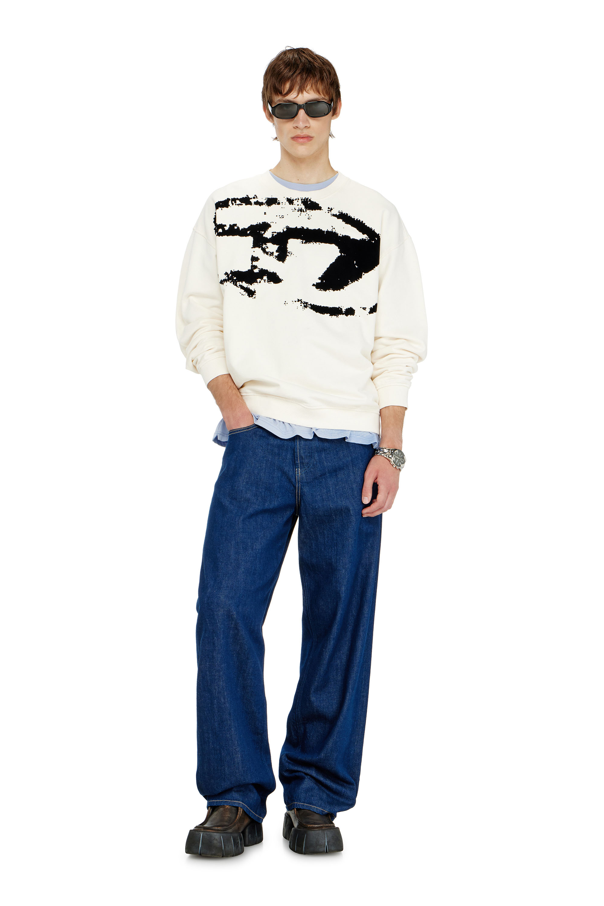 Diesel - S-BOXT-N5, Herren Baumwoll-Sweatshirt mit geflocktem Oval D in null - 2
