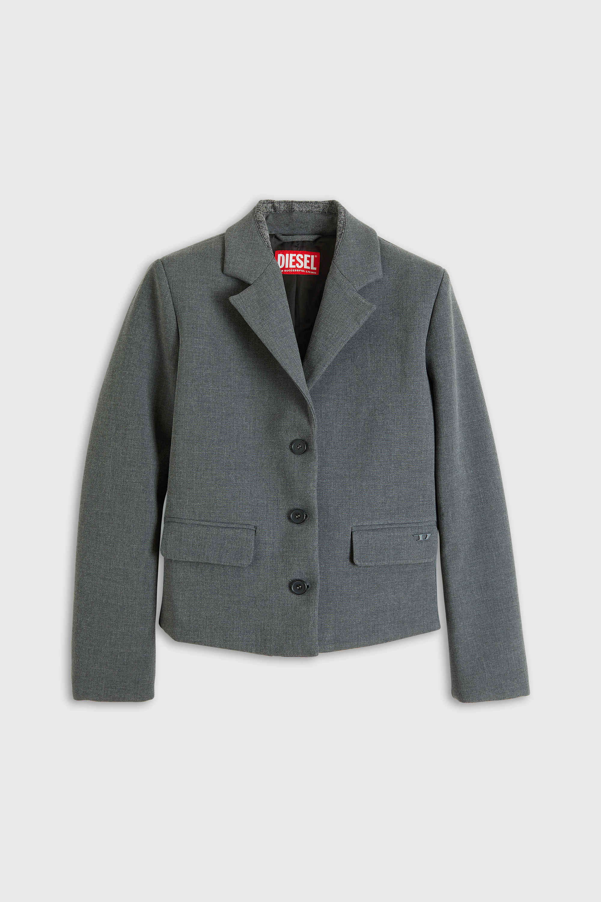 Diesel - G-LINTY, Damen Kurzblazer mit Kragen in Denim-Optik in Grau - 2