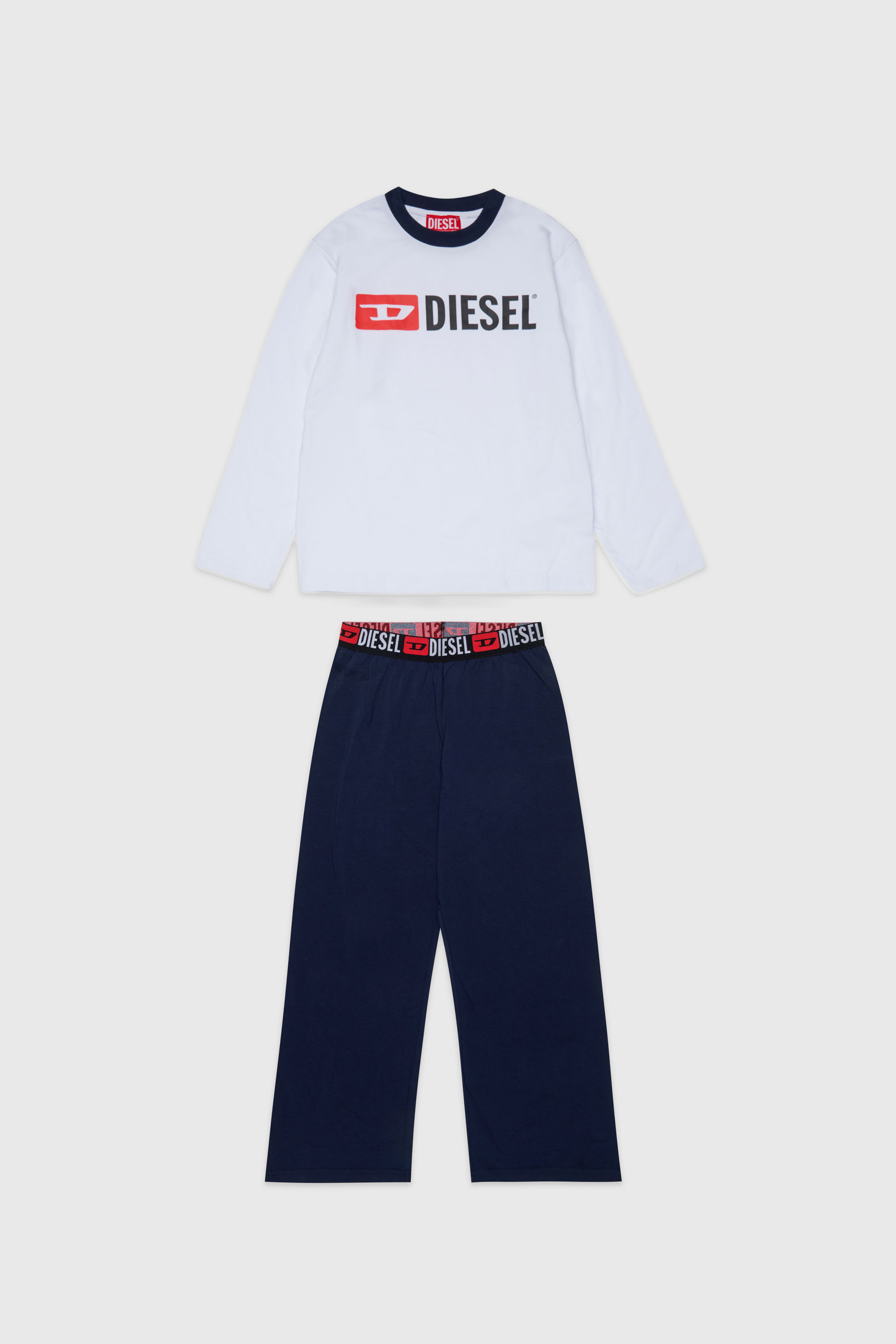 Diesel - UNIV, Man's Pyjama set in stretch cotton in Blue/White - 1