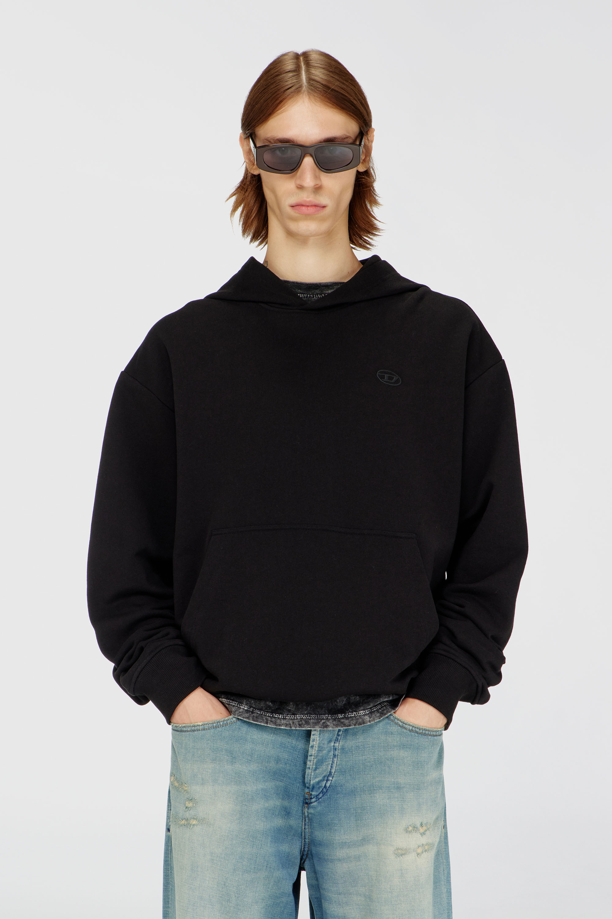 Diesel - S-MACS-HOOD-MEGOVAL-D, Herren Hoodie mit Logo-Stickerei in Schwarz - 3