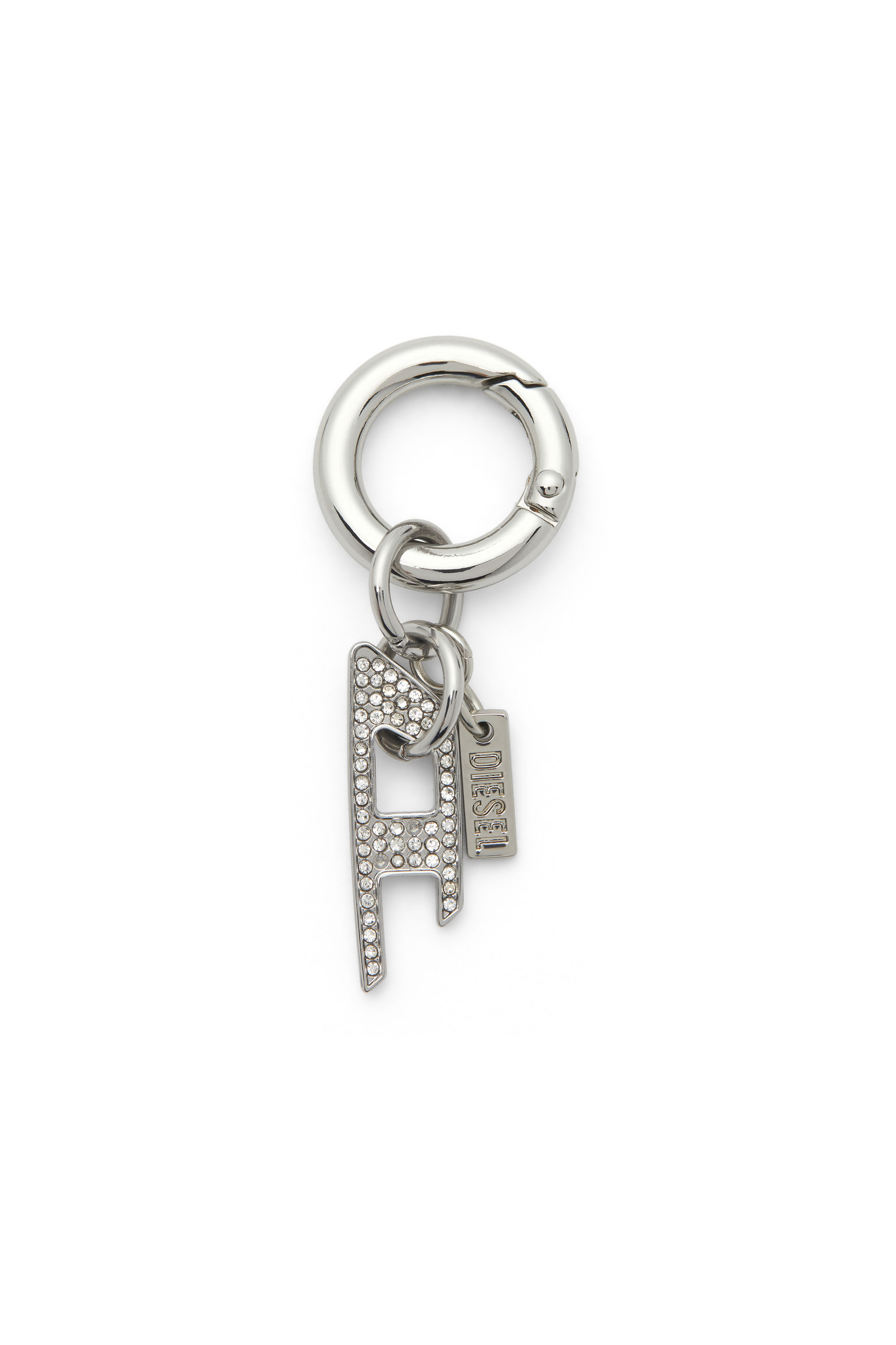 Diesel - CHARM-D, Unisex Metallschlüsselanhänger mit D-Anhänger aus Strass in Silber - 1