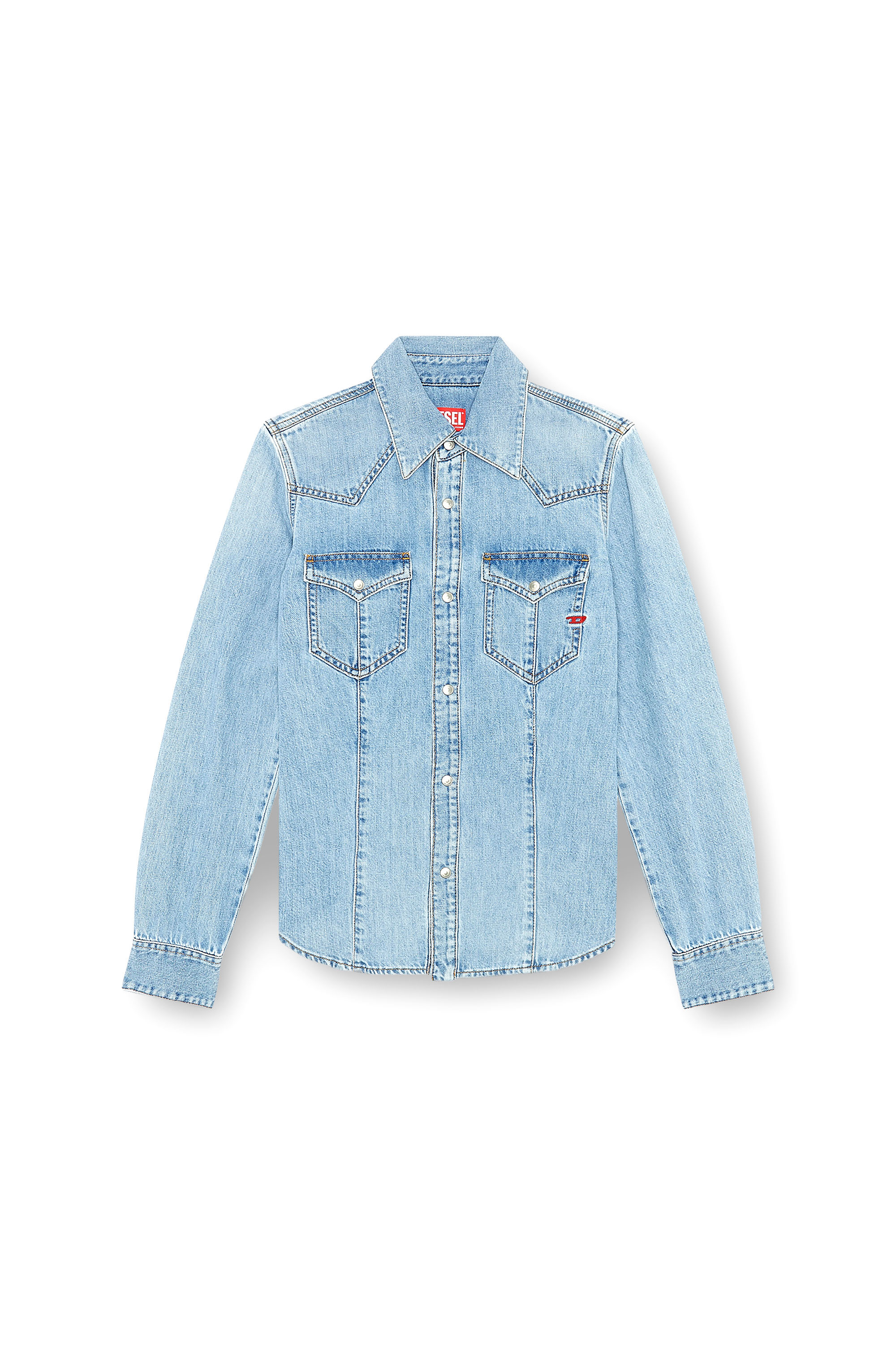 Diesel - DE-WAVES, Damen Western-Shirt aus Denim in Hellblau - 4