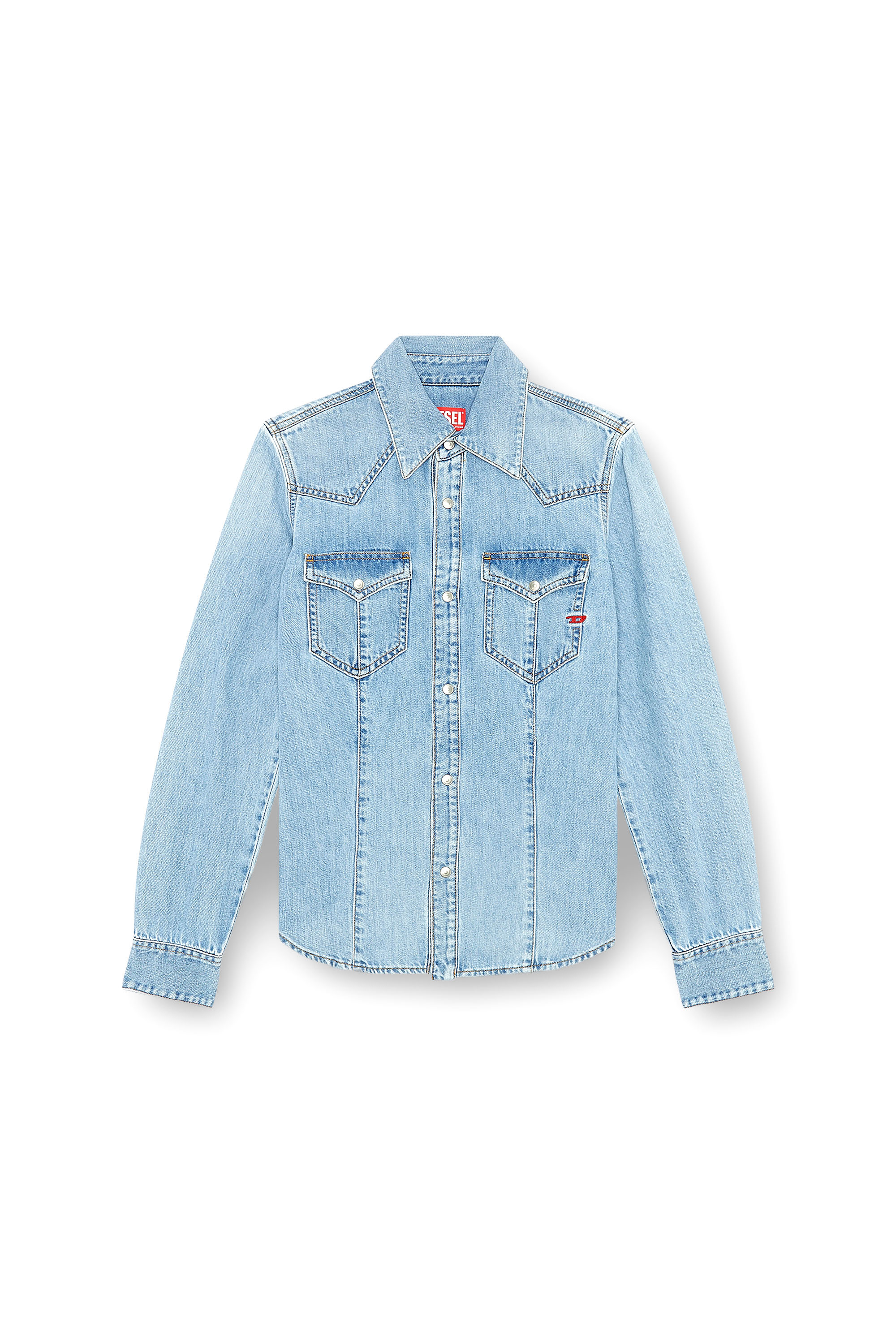 Diesel - DE-WAVES, Damen Western-Shirt aus Denim in Hellblau - 2