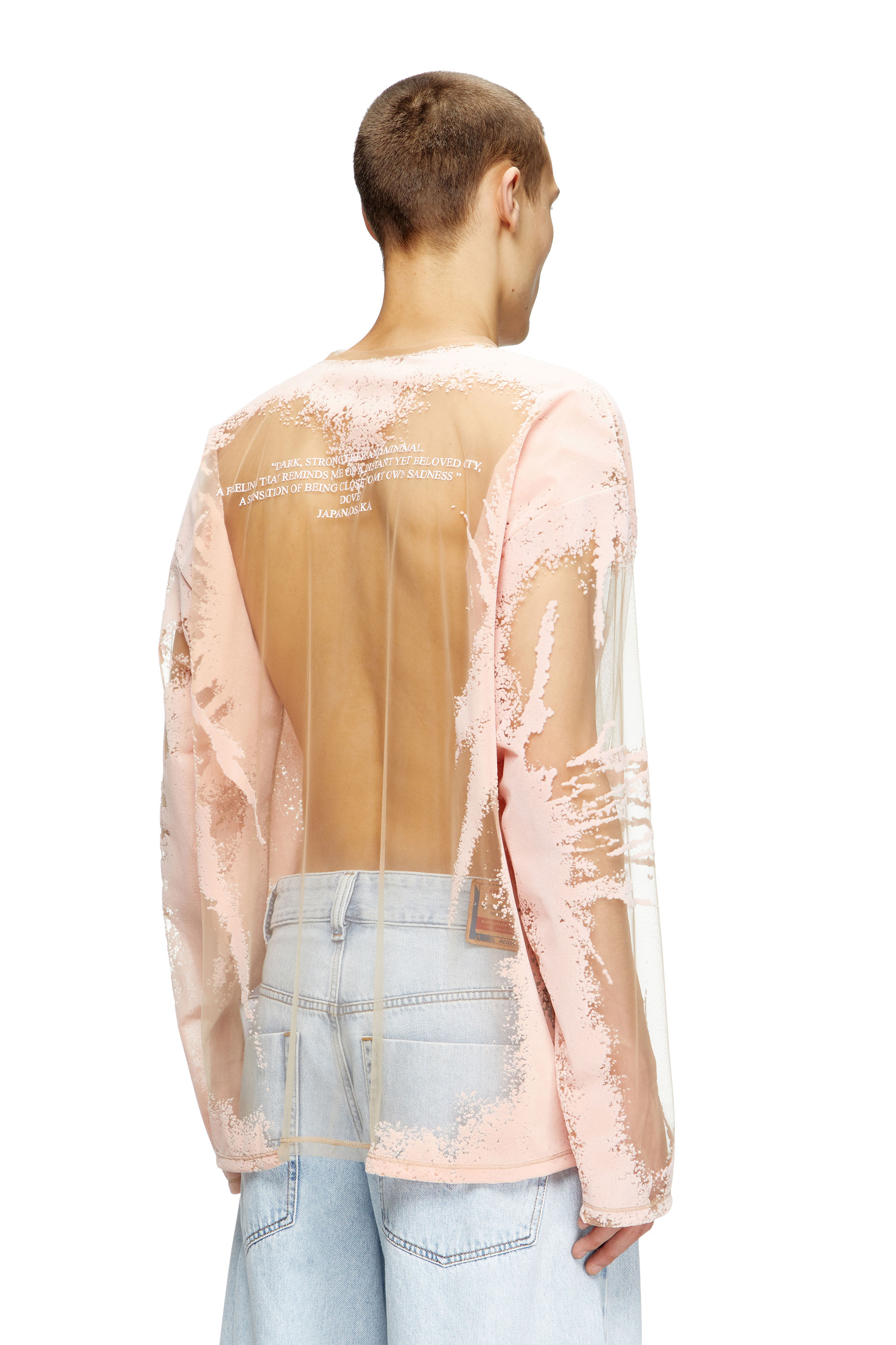 Diesel - T-HASSAN-LS-A, Unisex Langarm-T-Shirt aus Nylon mit Text-Print in Rosa - 4