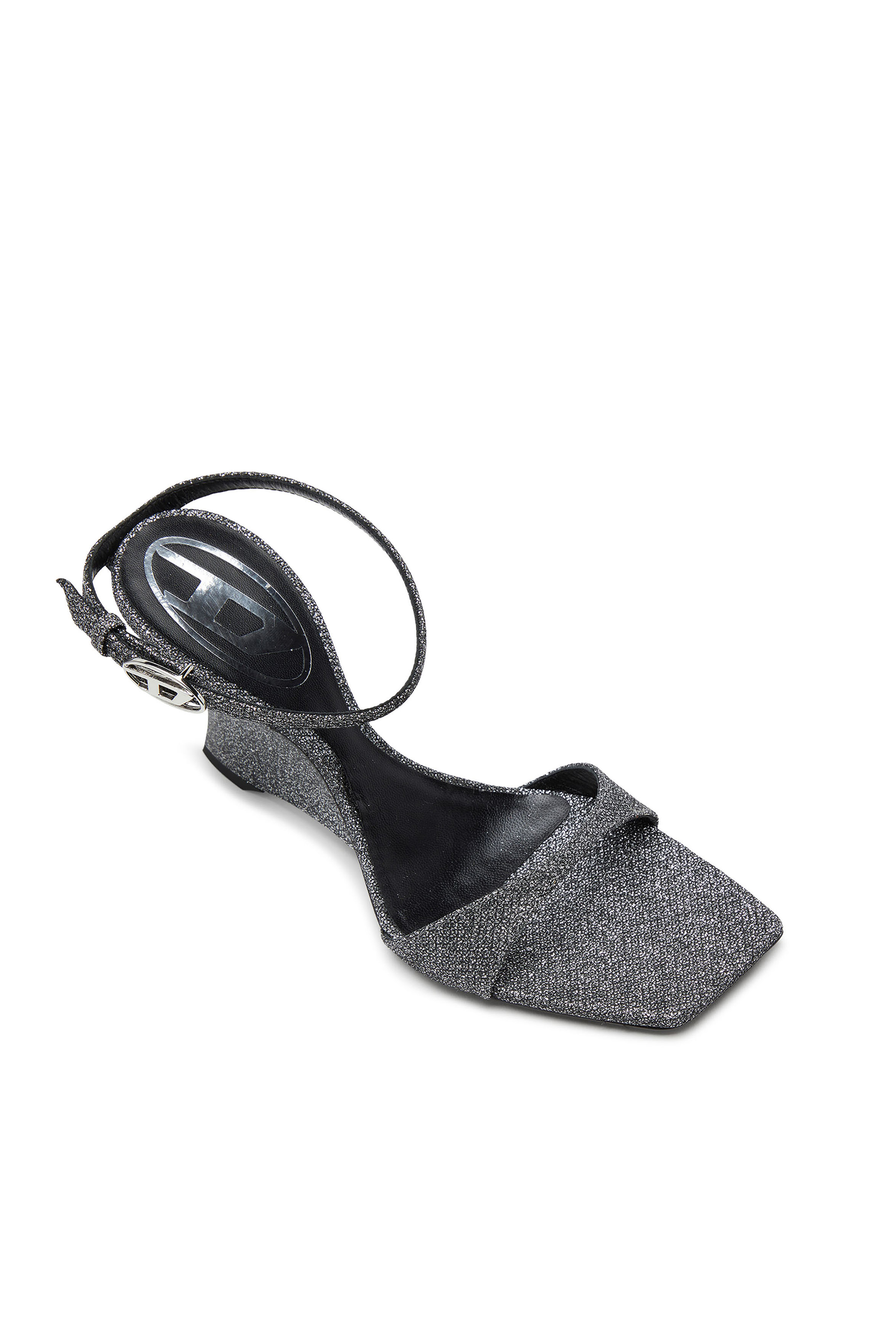 D-AMBER SANDAL WEDGE, Silber Diesel - D-AMBER SANDAL WEDGE, Damen D-Amber-Wedge Sandalen aus Lurexstoff in Silber - 4