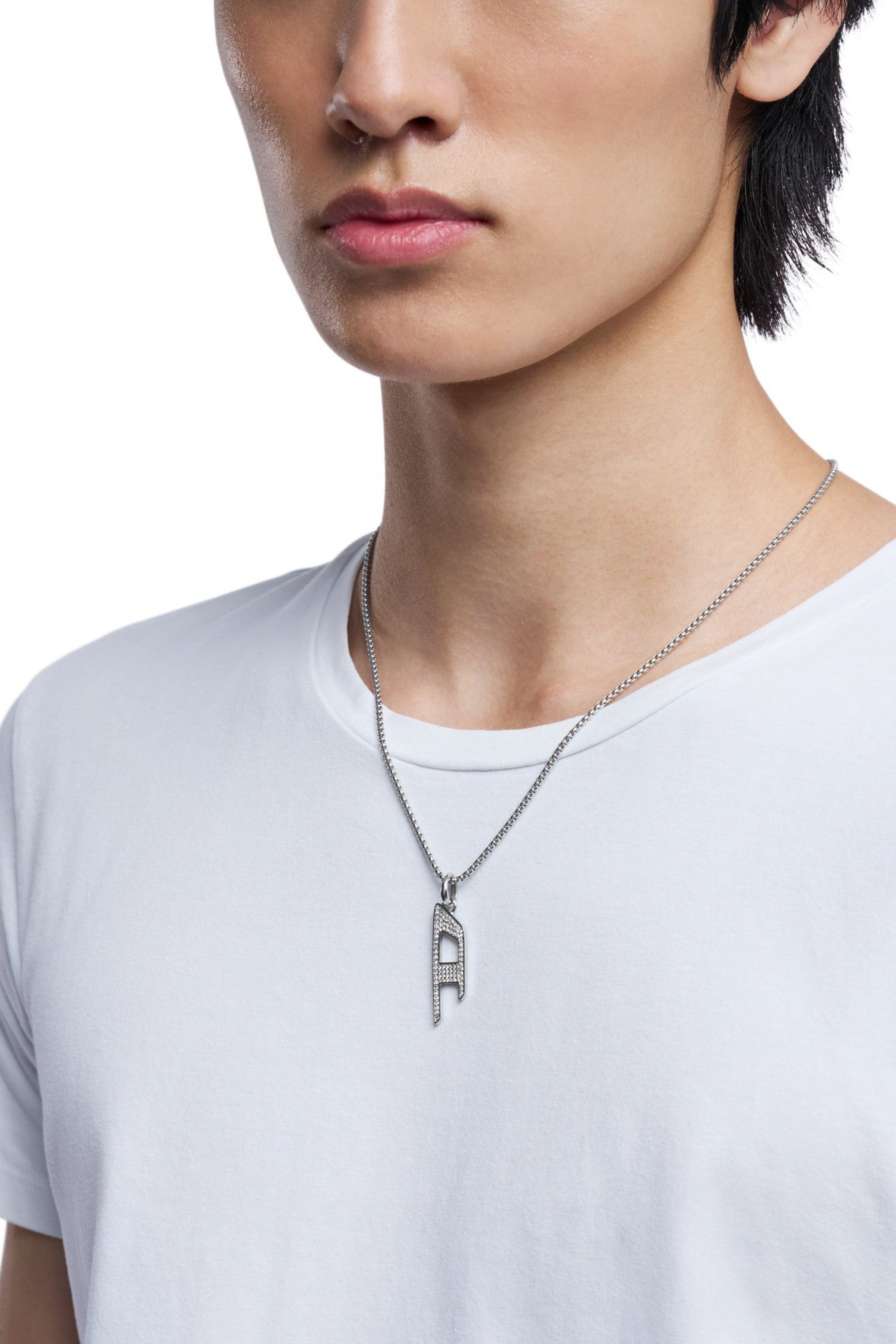 Diesel - DX1624040 JEWELLERY, Unisex's Stainless steel glitz pendant necklace in Silver - 4