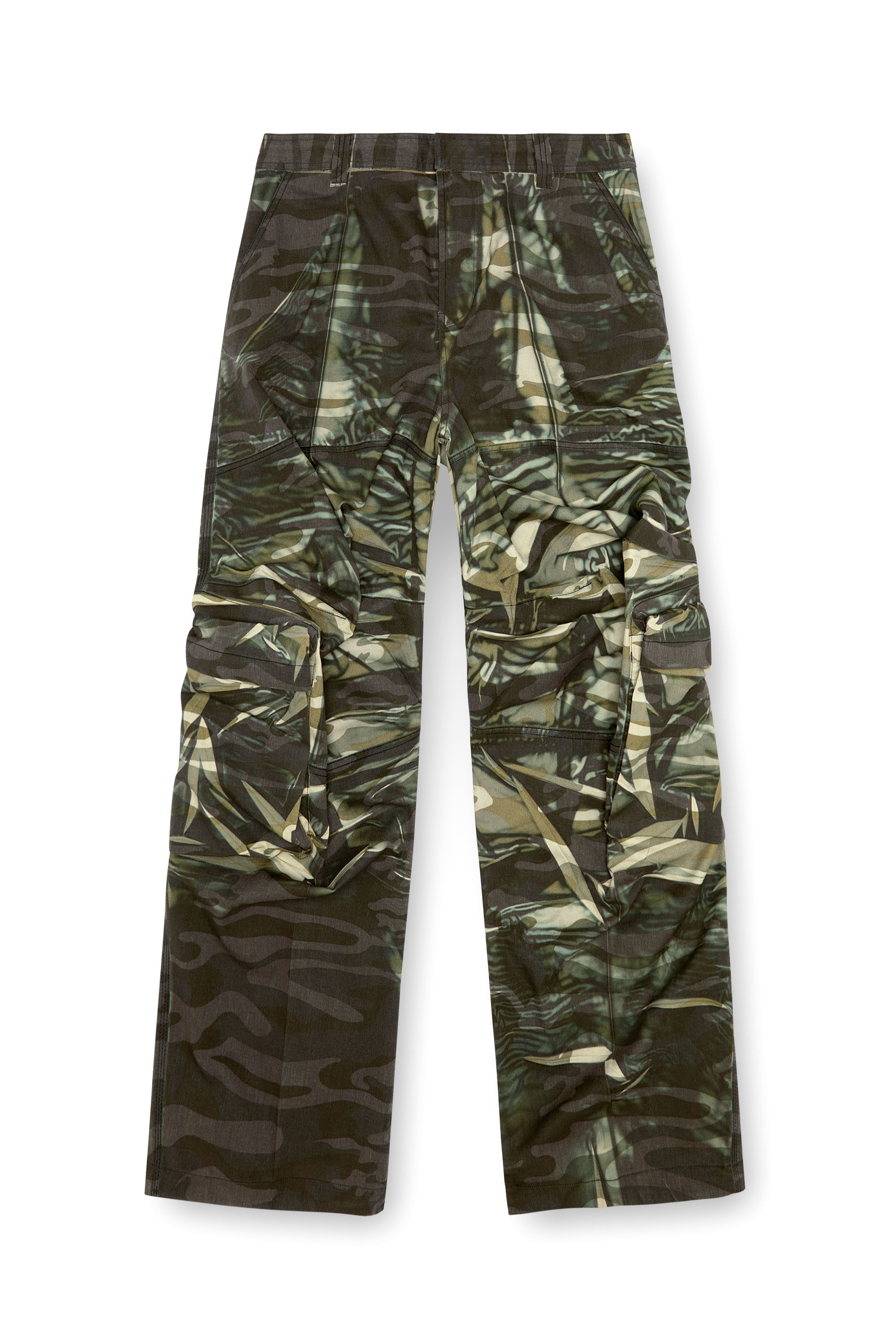 Diesel - P-ARNE, Herren Camouflage-Cargo-Hose mit Knitter-Print in Grün - 3