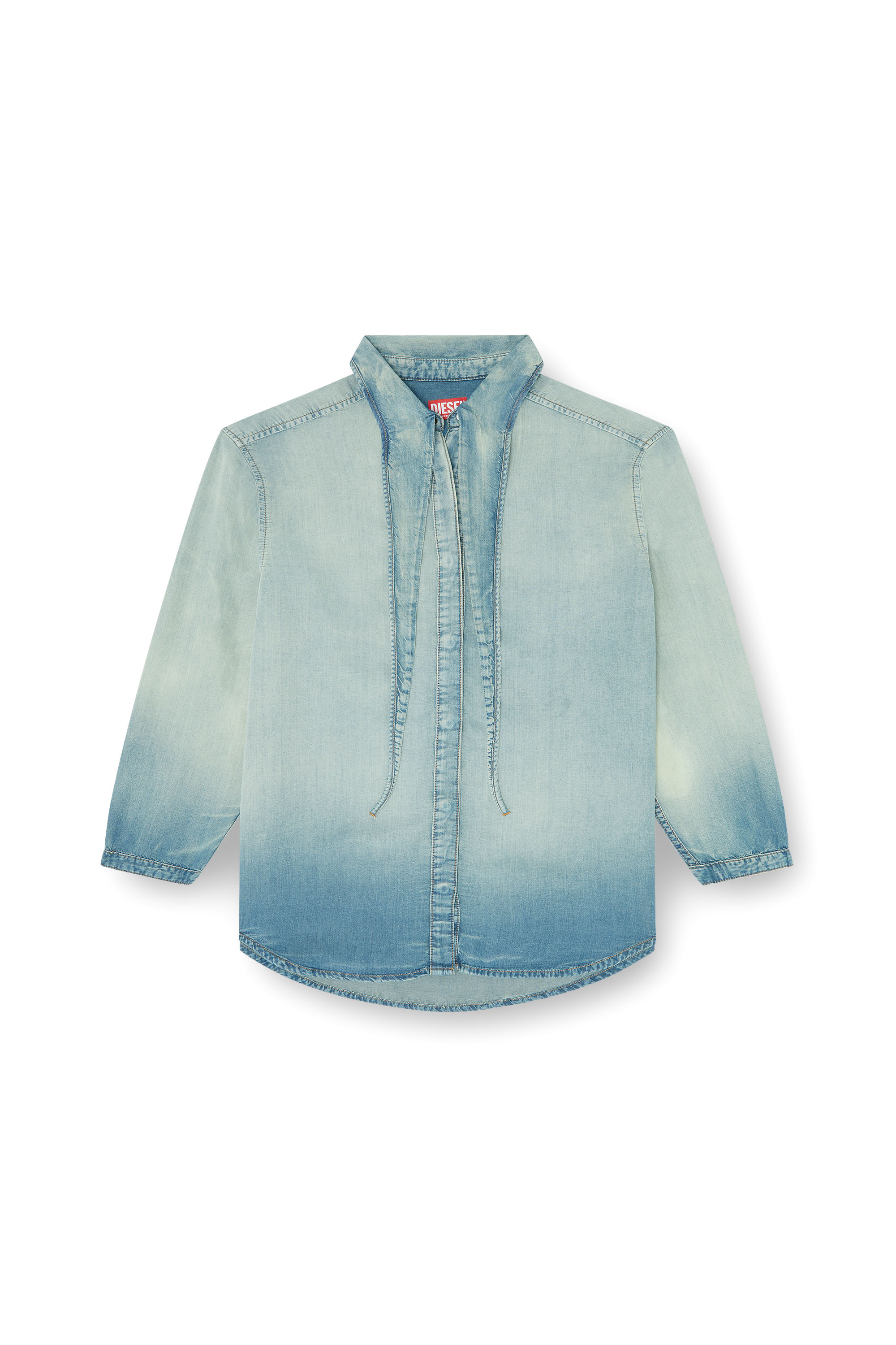 Diesel - DE-ARVEN-S1, Damen Hemd aus marmoriertem, flie&szlig;endem denim in Hellblau - 3