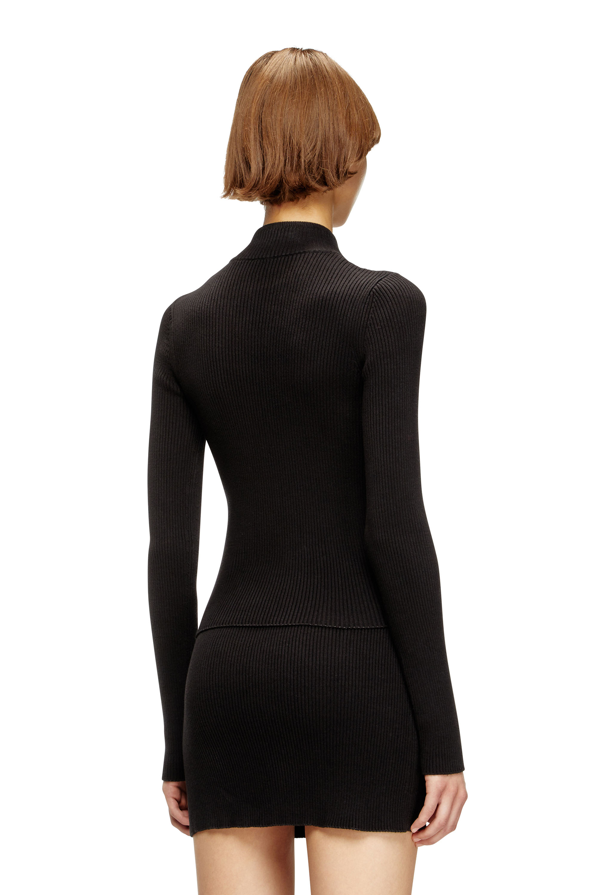 Diesel - M-MELISSA, Damen Geripptes Cardigan mit Cargotaschen in Schwarz - 4