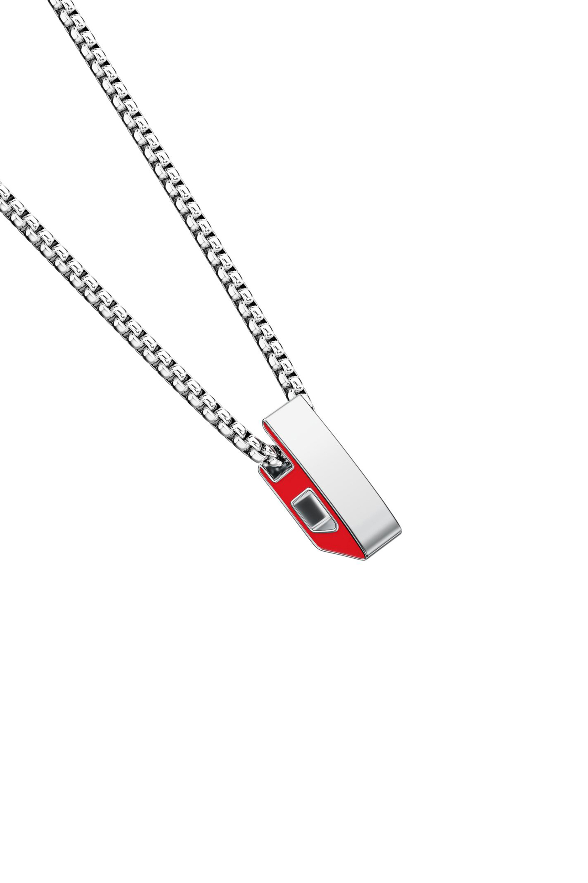 Diesel - DX1689040 JEWELLERY, Unisex Anh&auml;nger-Halskette aus Edelstahl in Silber/Rot - 4