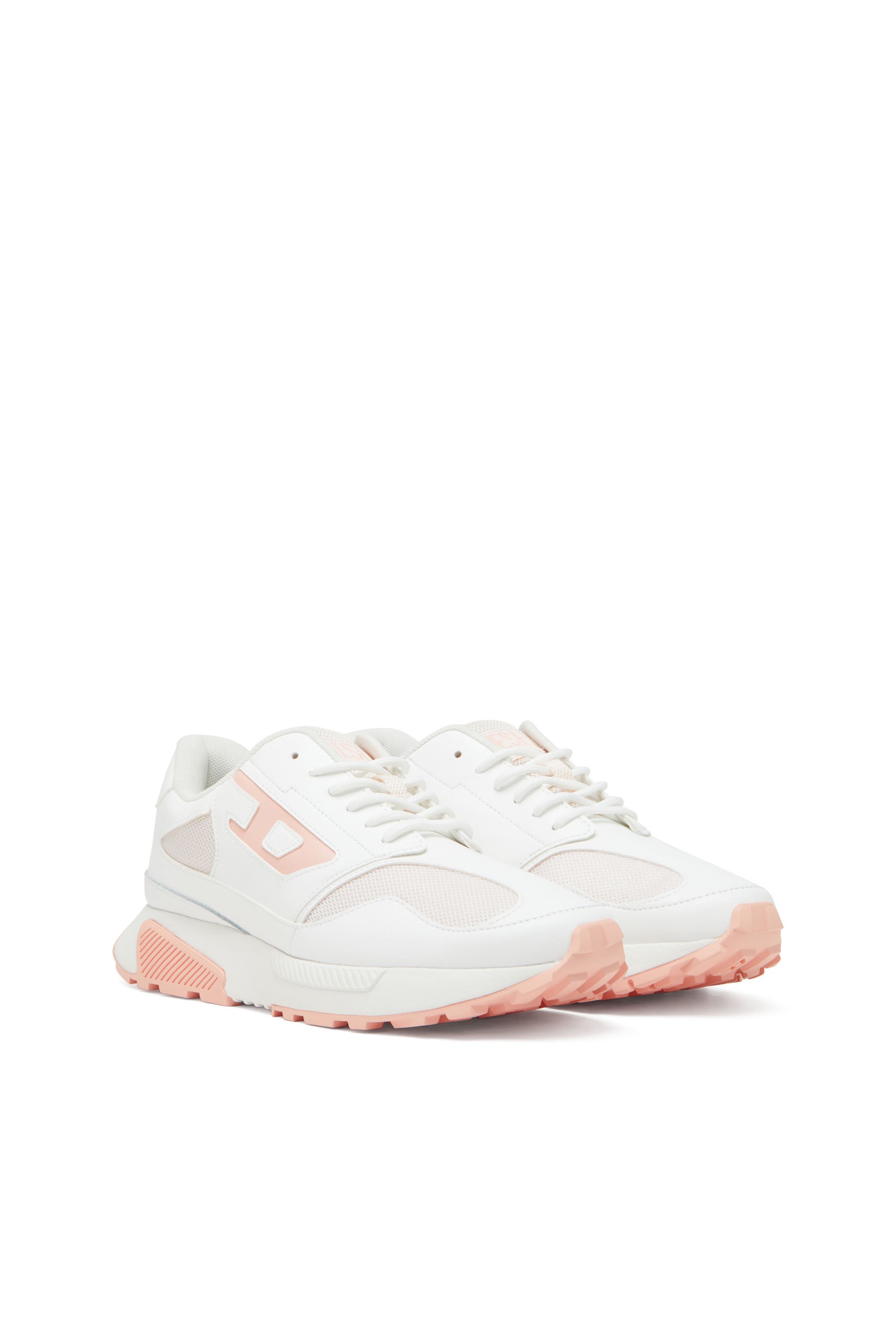 Diesel - S-TAME-D RUNNING W, Woman's Mesh and suede sneakers with metallic logo in White/Pink - 2