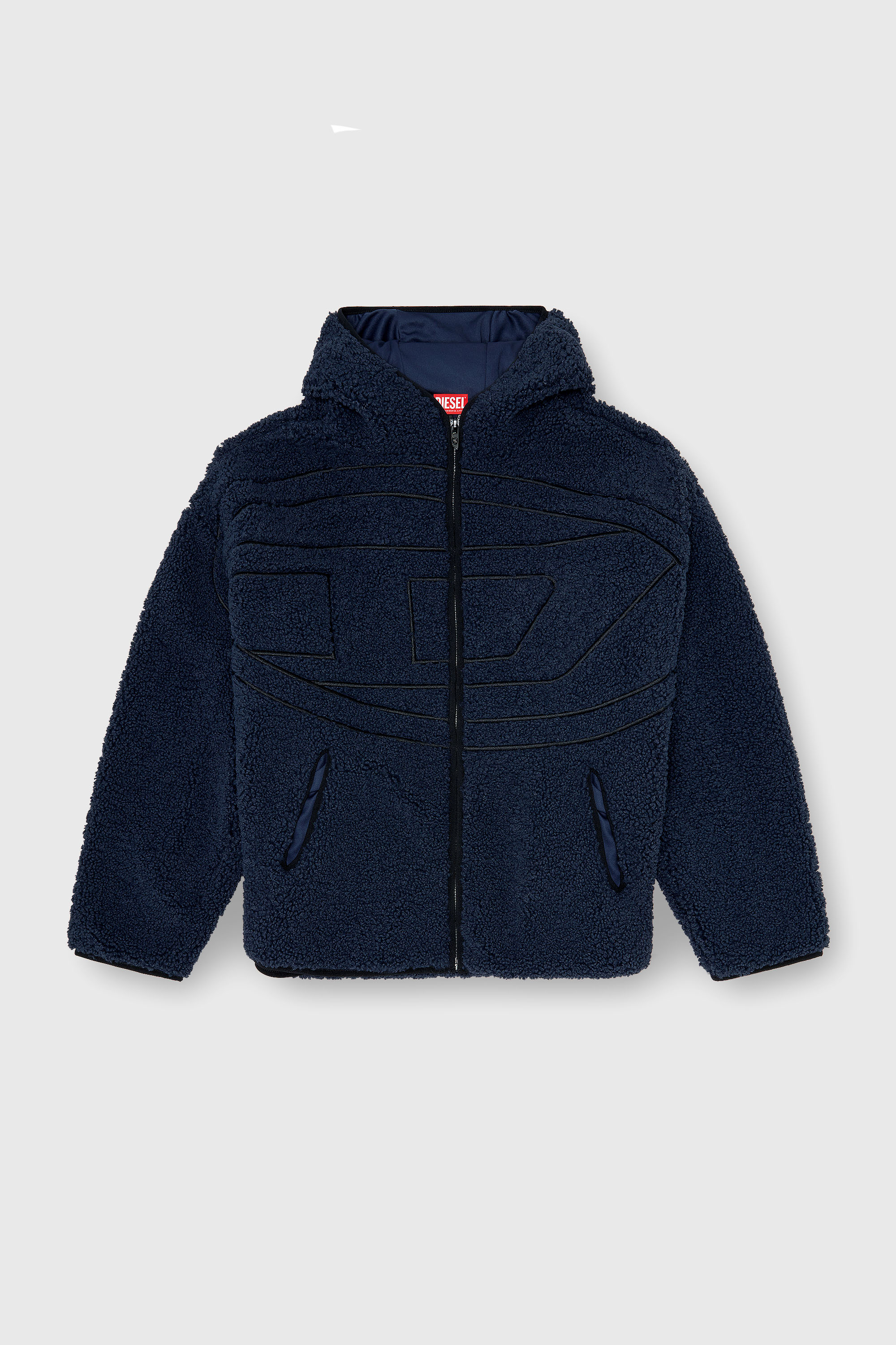 Diesel - S-ZAT, Herren Teddy-Kapuzenpullover in Dunkelblau - 2