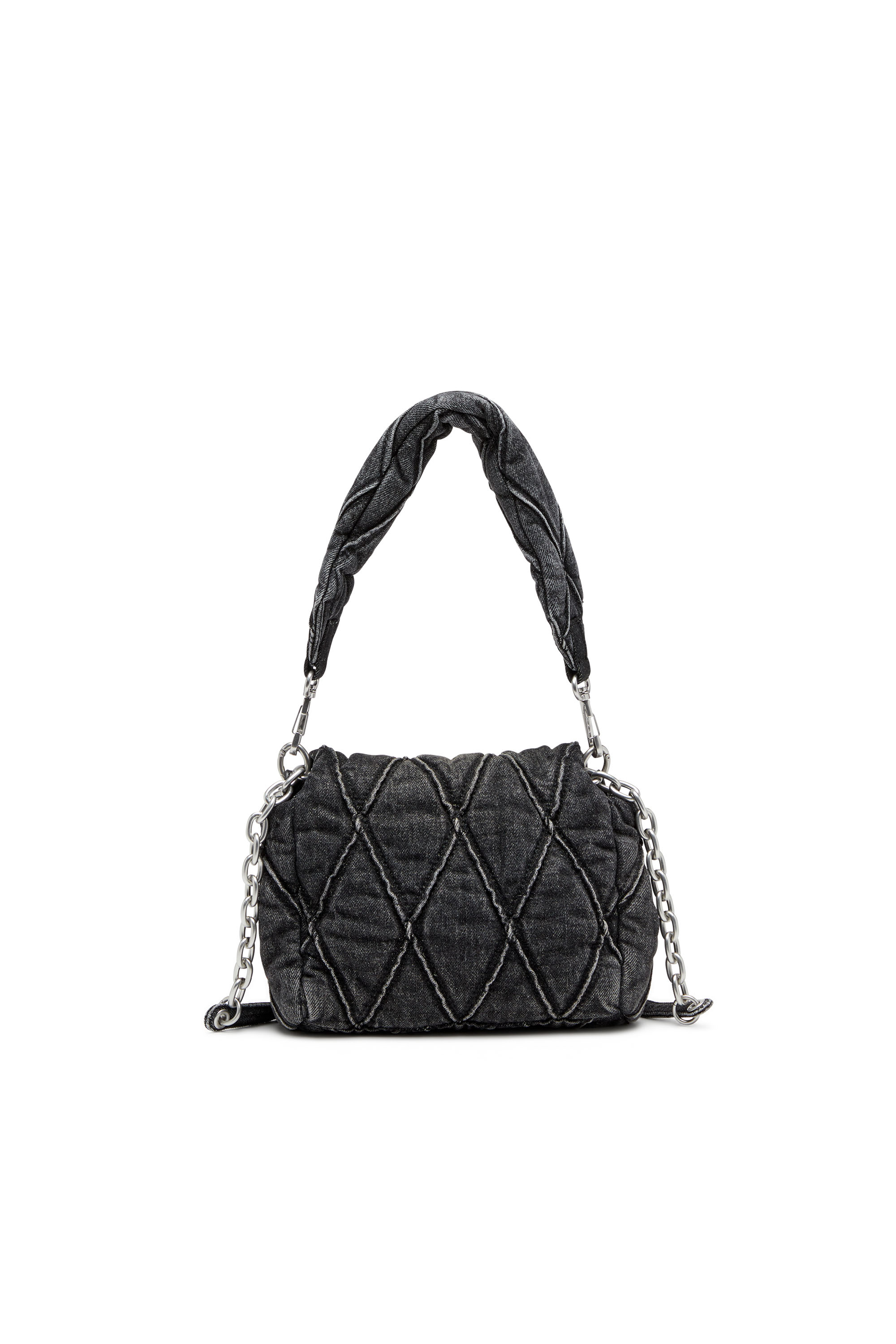 Diesel - CHARM-D SHOULDER S, Damen Charm-D S-Kleine Schultertasche aus Steppdenim in Schwarz - 2