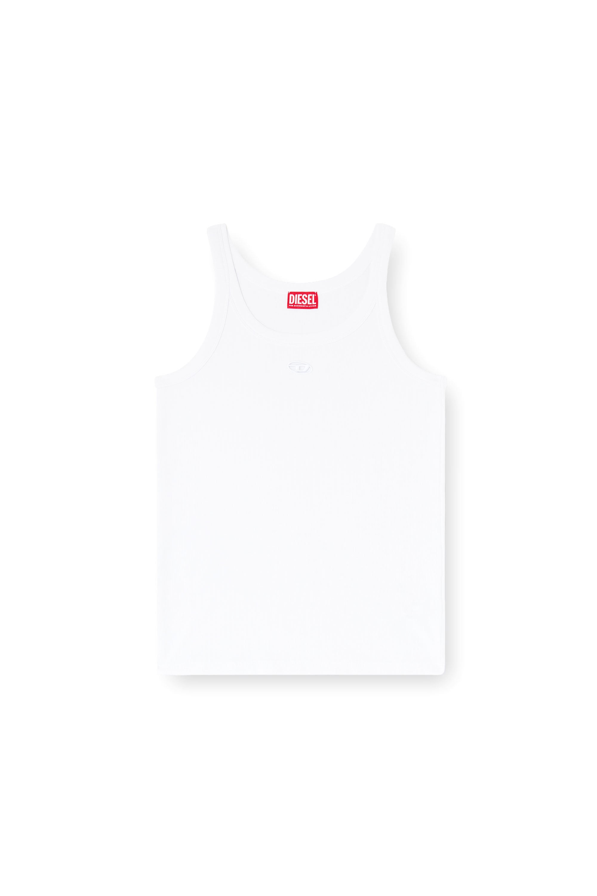 Diesel - T-WIFE-DCO, Herren Schmal geschnittenes Baumwoll-Tanktop mit Oval D-Logo in Wei&szlig; - 3