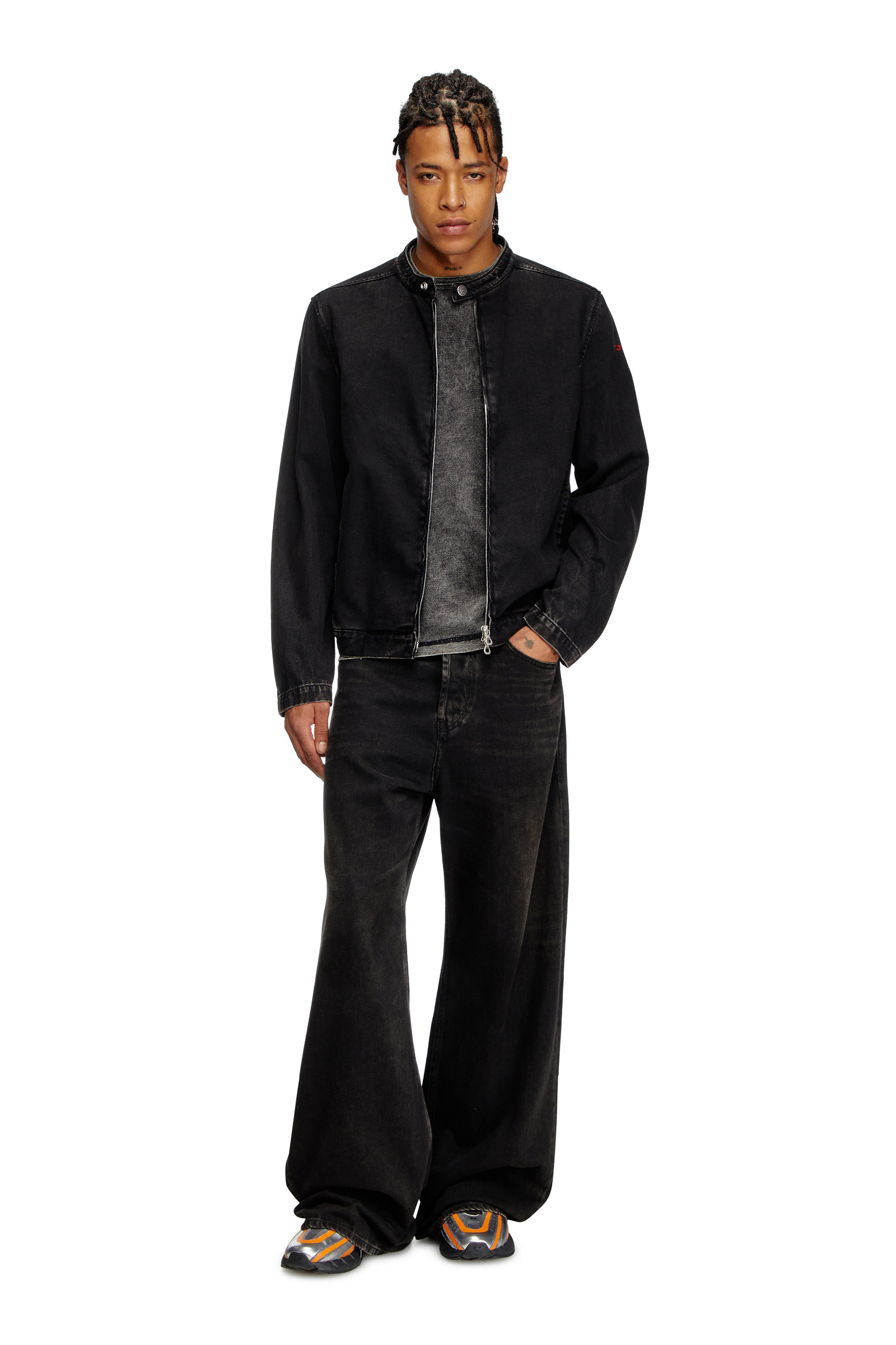 Diesel - D-GLORY, Herren Moto-Jacke aus Denim in cleaner Waschung in Schwarz - 1