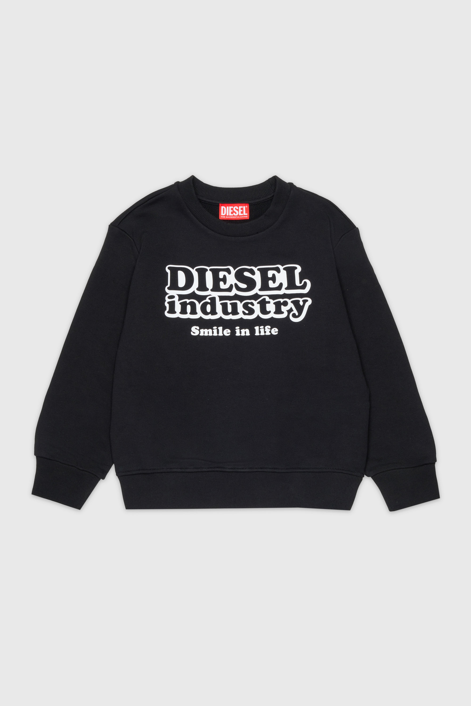 Diesel - SLODIM OVER, Herren Sweatshirt mit Diesel Industry Print in Schwarz - 1