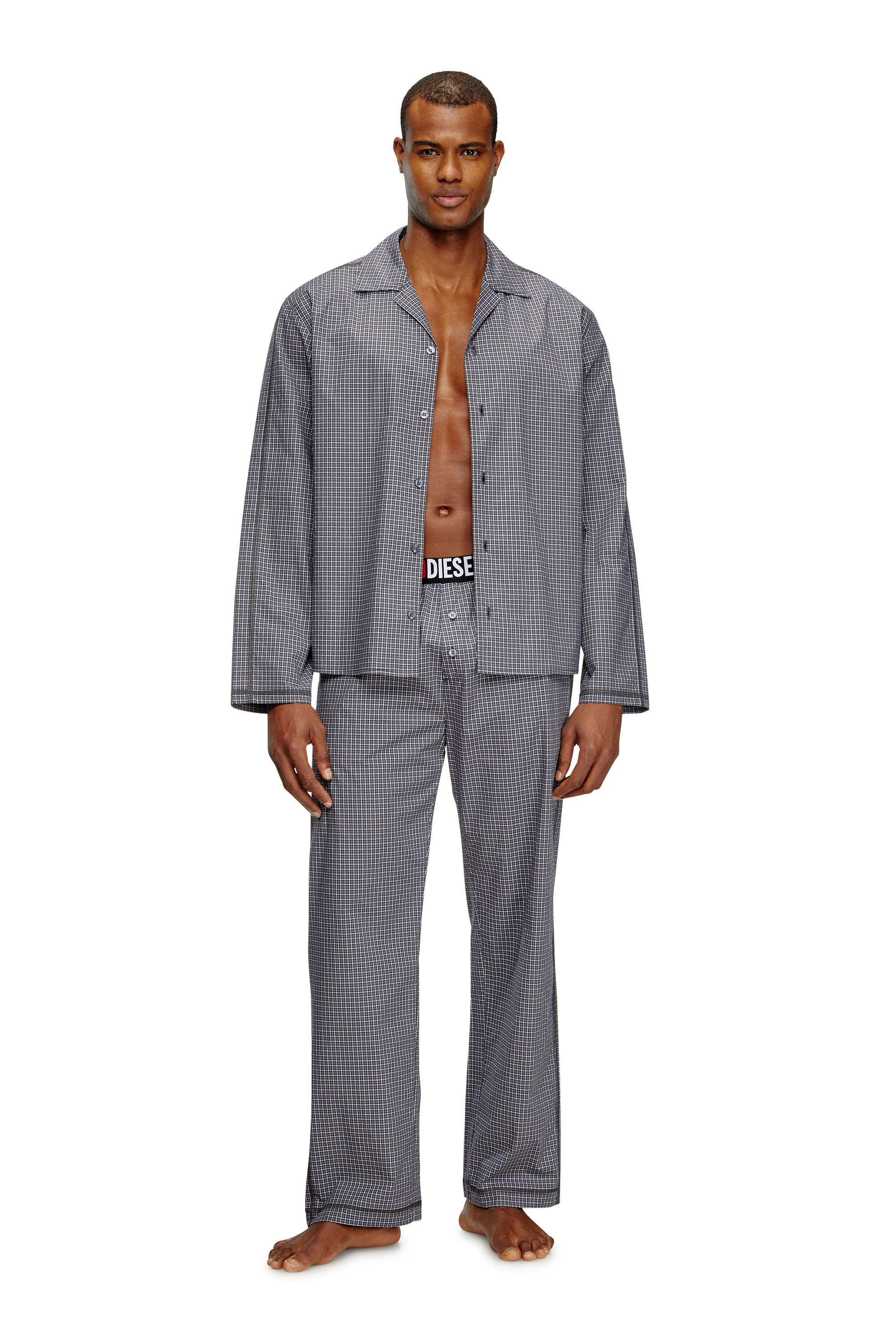 Diesel - SET-PAUL-D-CORE, Herren Pyjamas aus Karo-Baumwolle in Grau - 1