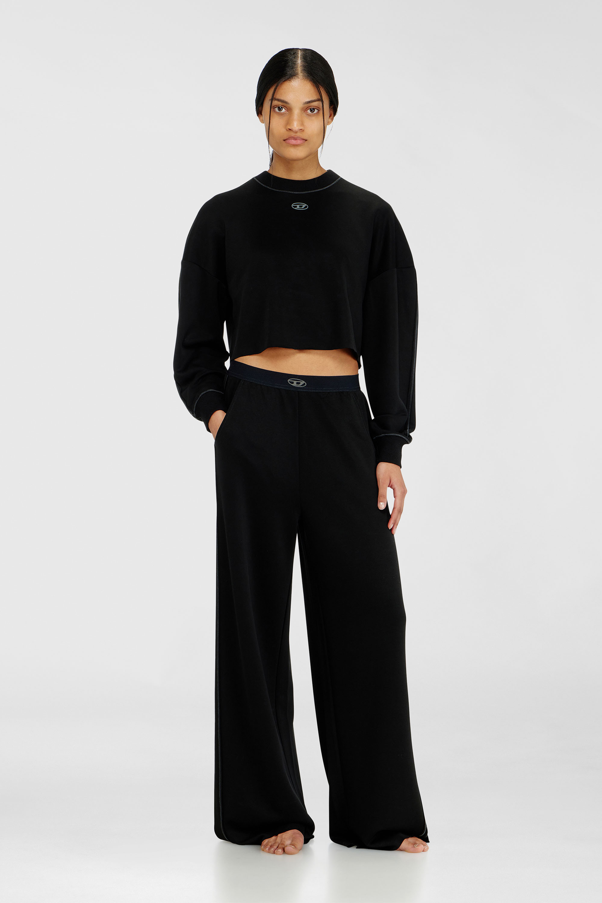 Diesel - ALYSA-UTLT, Damen Track pants aus leichtem stretch scuba in Schwarz - 1