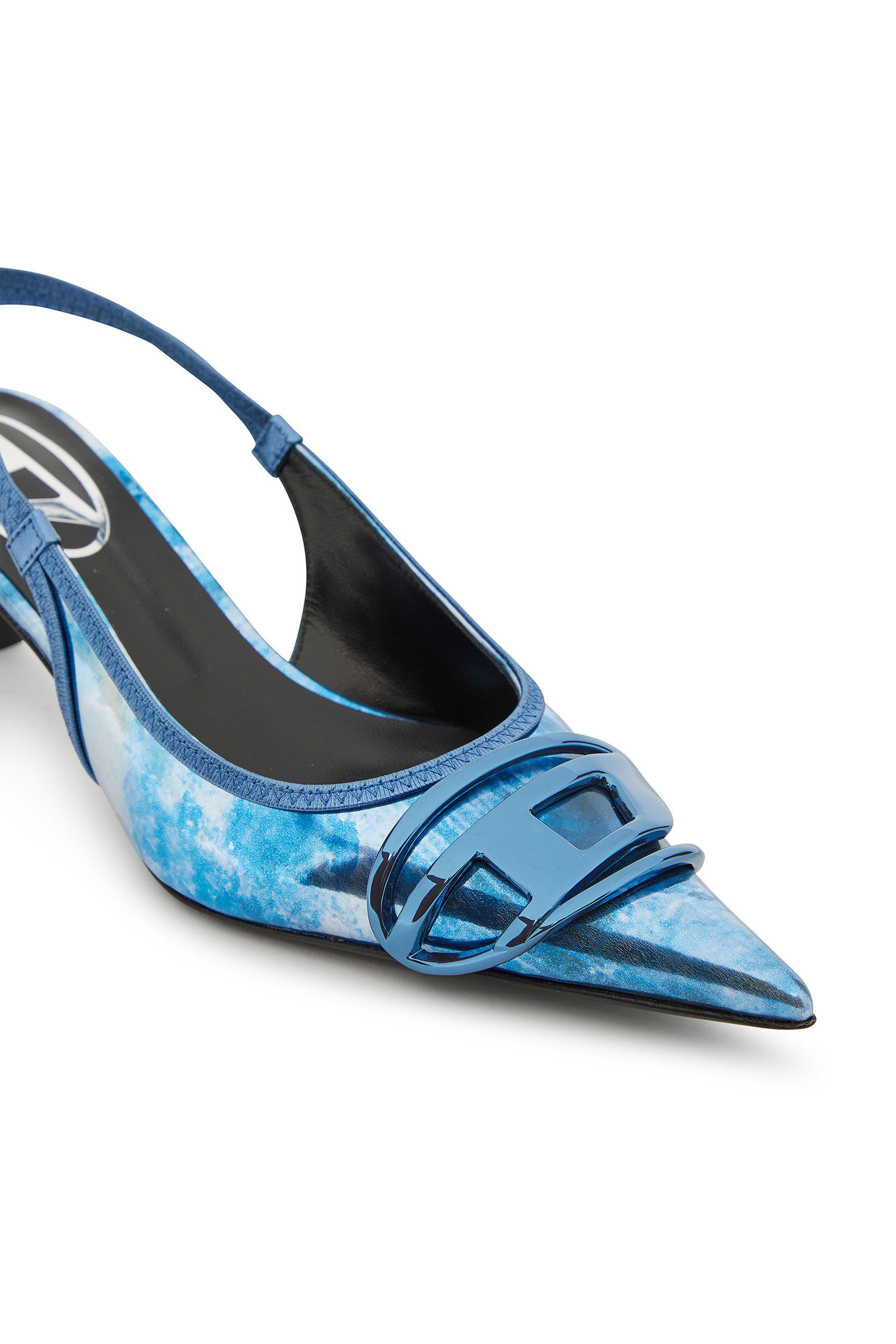 Diesel - D-VENUS SB 40, Damen Zweifarbige Metallic-Slingback-Pumps in Blau - 4