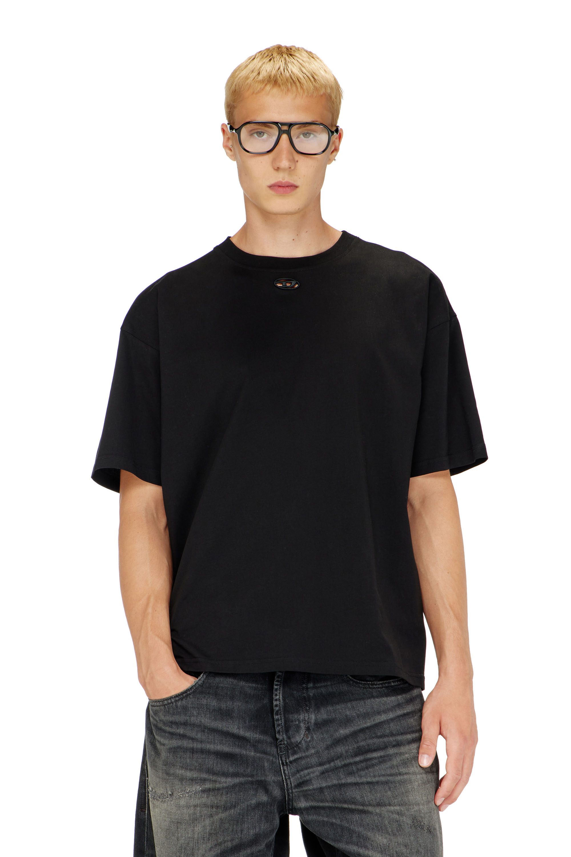 Diesel - T-BOXT-DCO, Herren Locker geschnittenes Baumwoll-T-Shirt mit Oval D Stickerei in Schwarz - 3