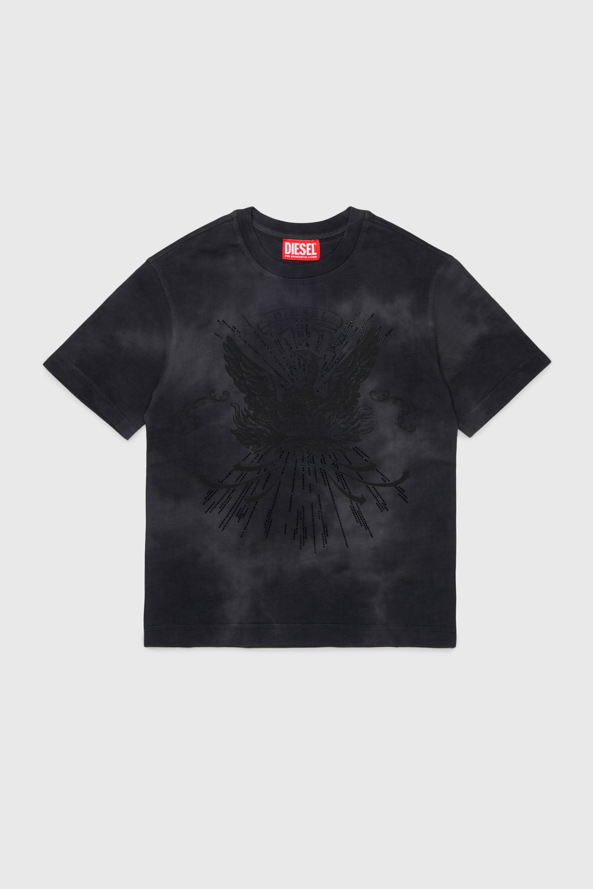 Diesel - TFIN OVER, Herren T-Shirt mit verziertem Ph&ouml;nix-Motiv in Schwarz - 1