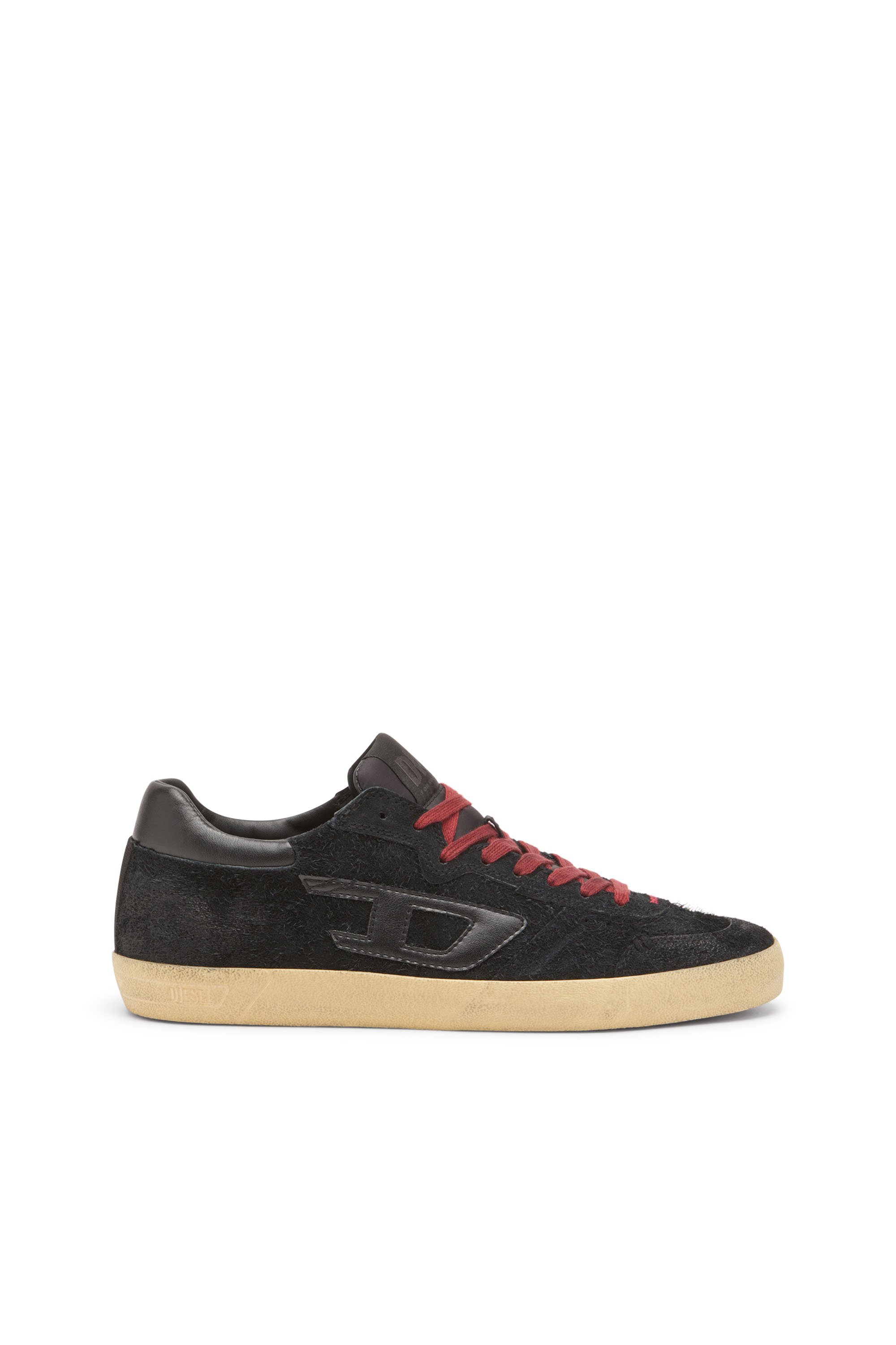 Diesel - S-LEROJI LOW, Herren S-Leroji-Distressed-Sneakers aus haarigem Veloursleder in Schwarz - 1