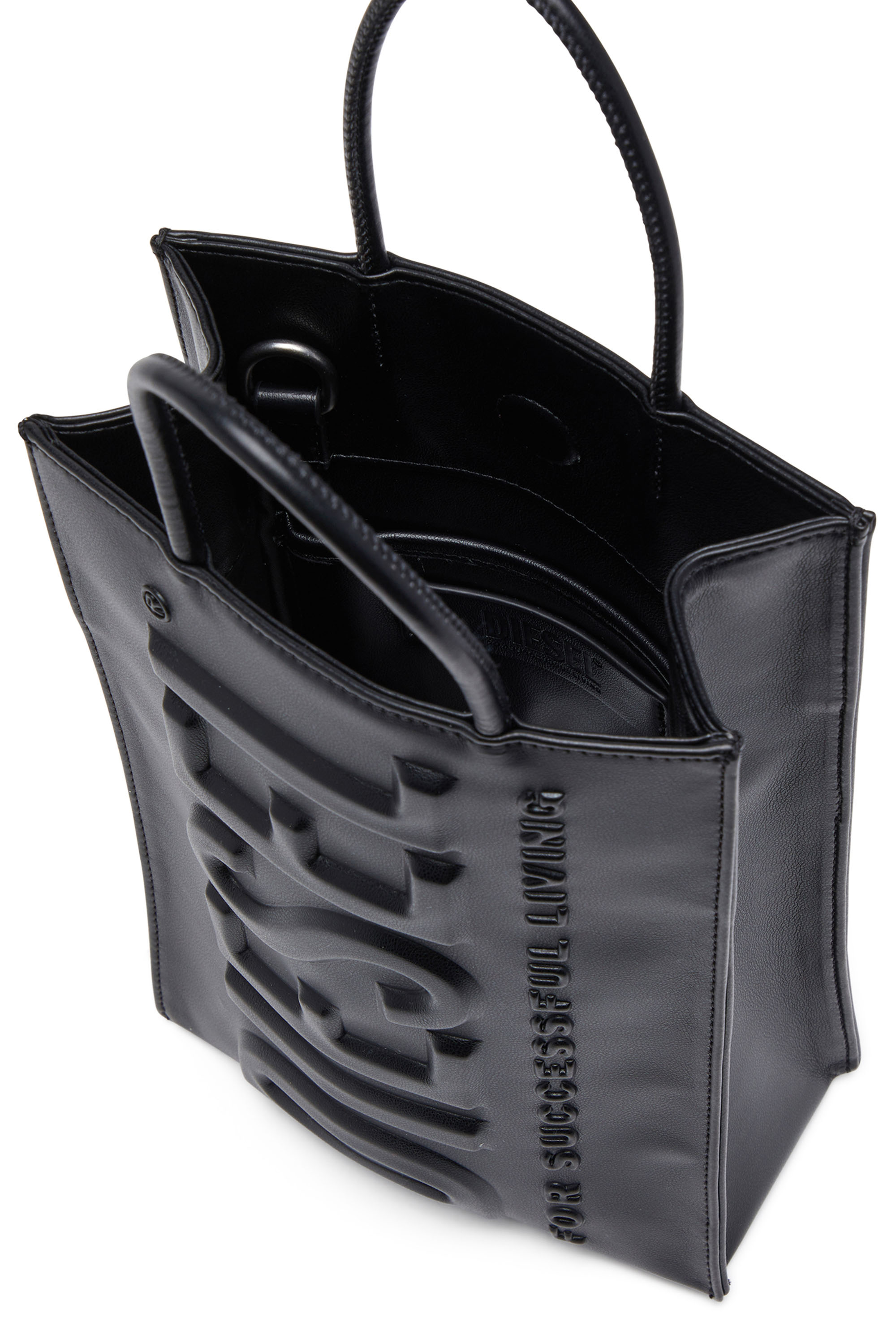 Diesel - DSL 3D SHOPPER M X, Herren Dsl 3D M-Tote-Tasche aus PU mit Logo-Prägung in Schwarz - 3