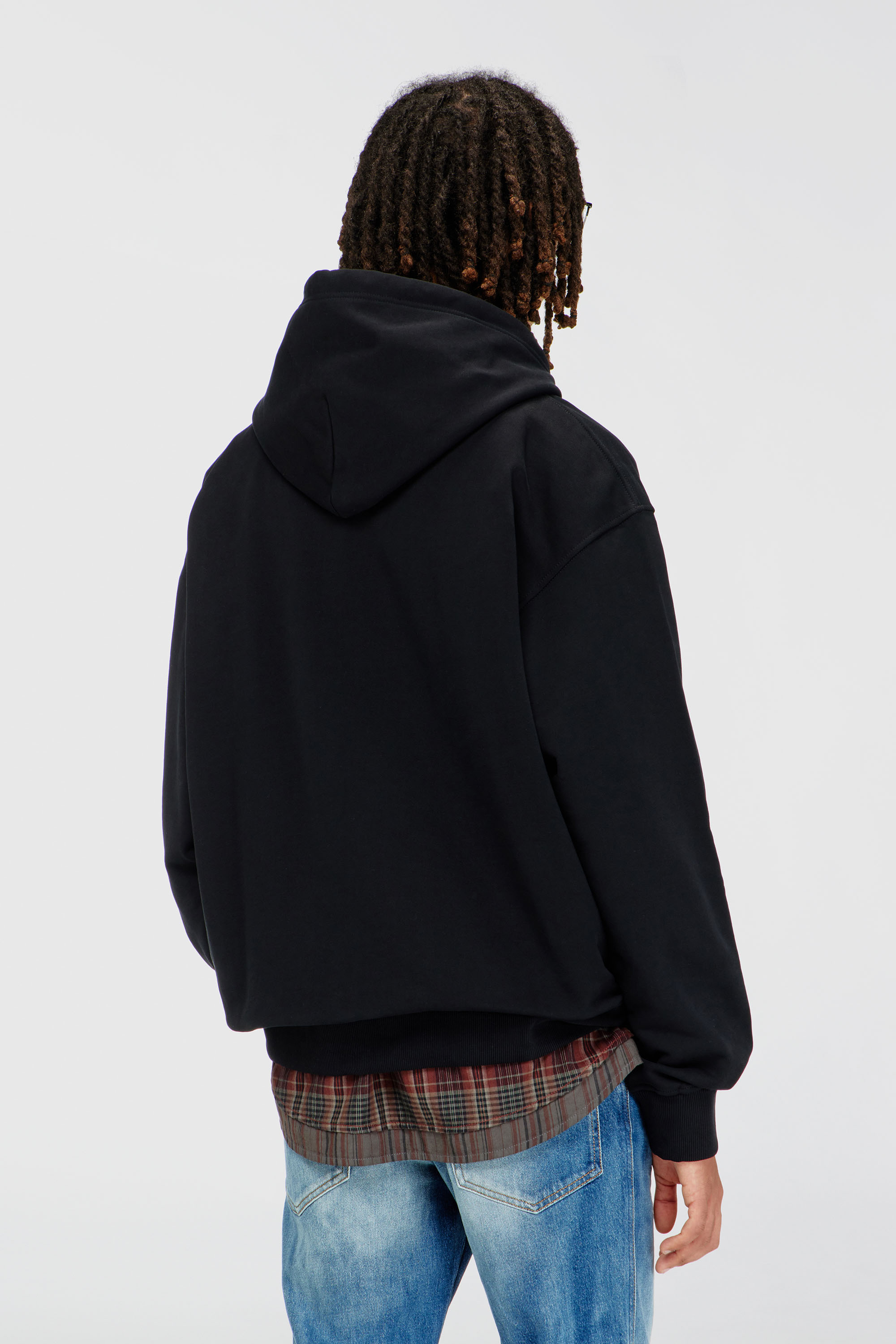 Diesel - S-MACS-HOOD-OD, Herren Hoodie in &Uuml;bergr&ouml;&szlig;e mit Metallic-Logo in Schwarz - 4